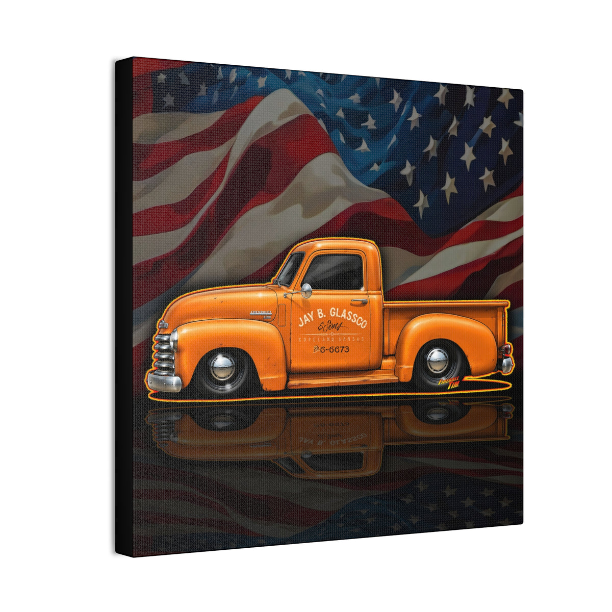 CHEVROLET 1949 C1500 PICKUP TRUCK Collectible Fireball Art Canvas Stretched Print