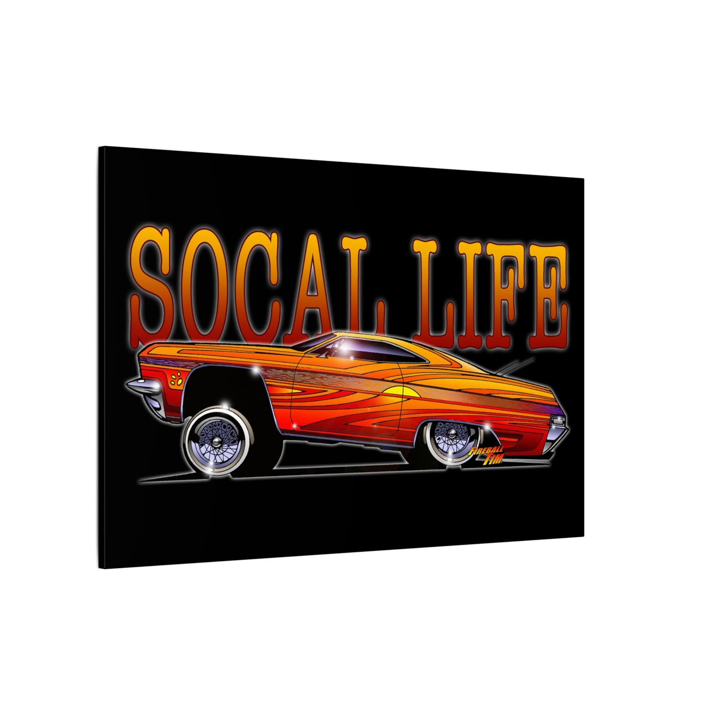 CHEVY IMPALA LOWRIDER Fireball Art Canvas Print