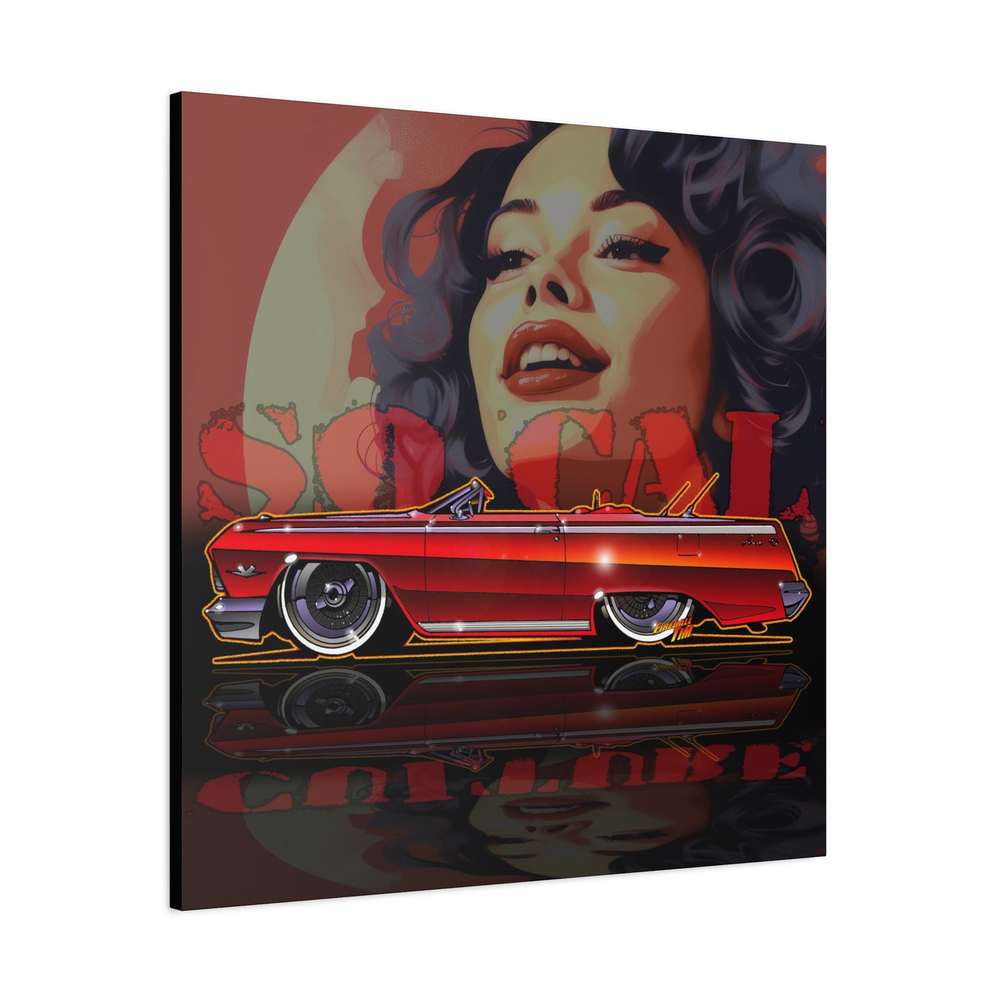 CHEVY IMPALA LOWRIDER Collectible Fireball Art Canvas Print