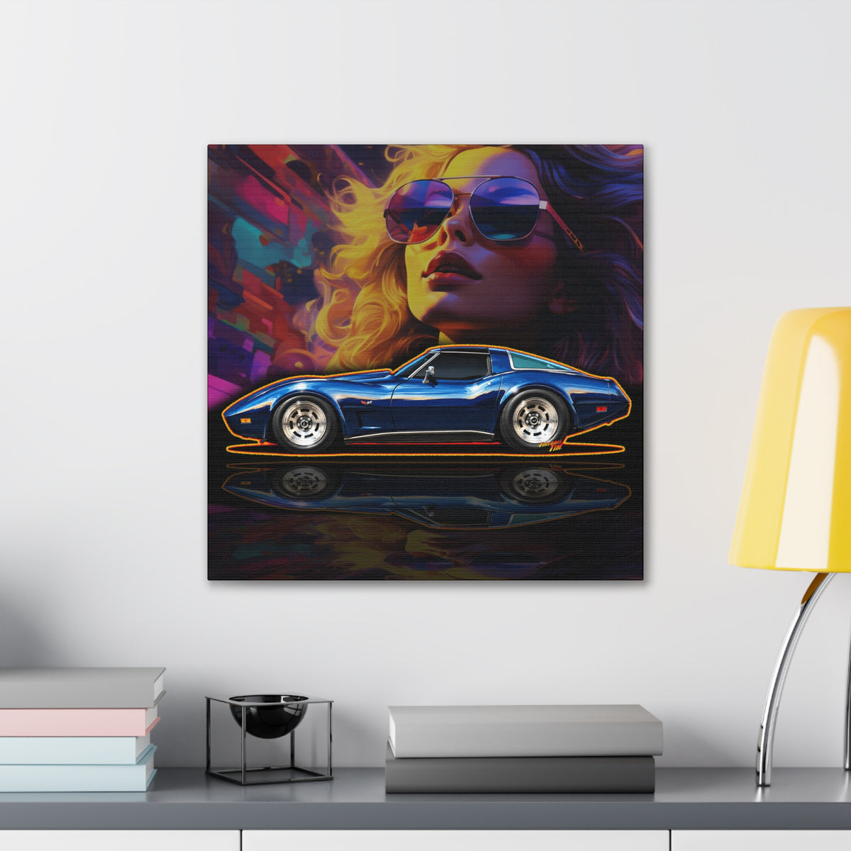 CHEVROLET CORVETTE 1978 Collectible Fireball Art Collectible Canvas Stretched Print