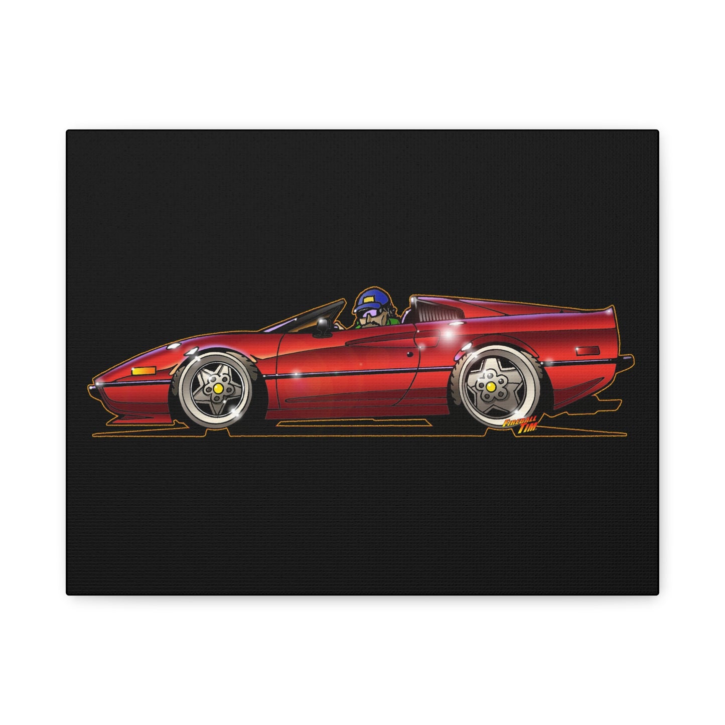 MAGNUM PI FERRARI 308 GTS Fireball Canvas Art Wall Print - 11x14