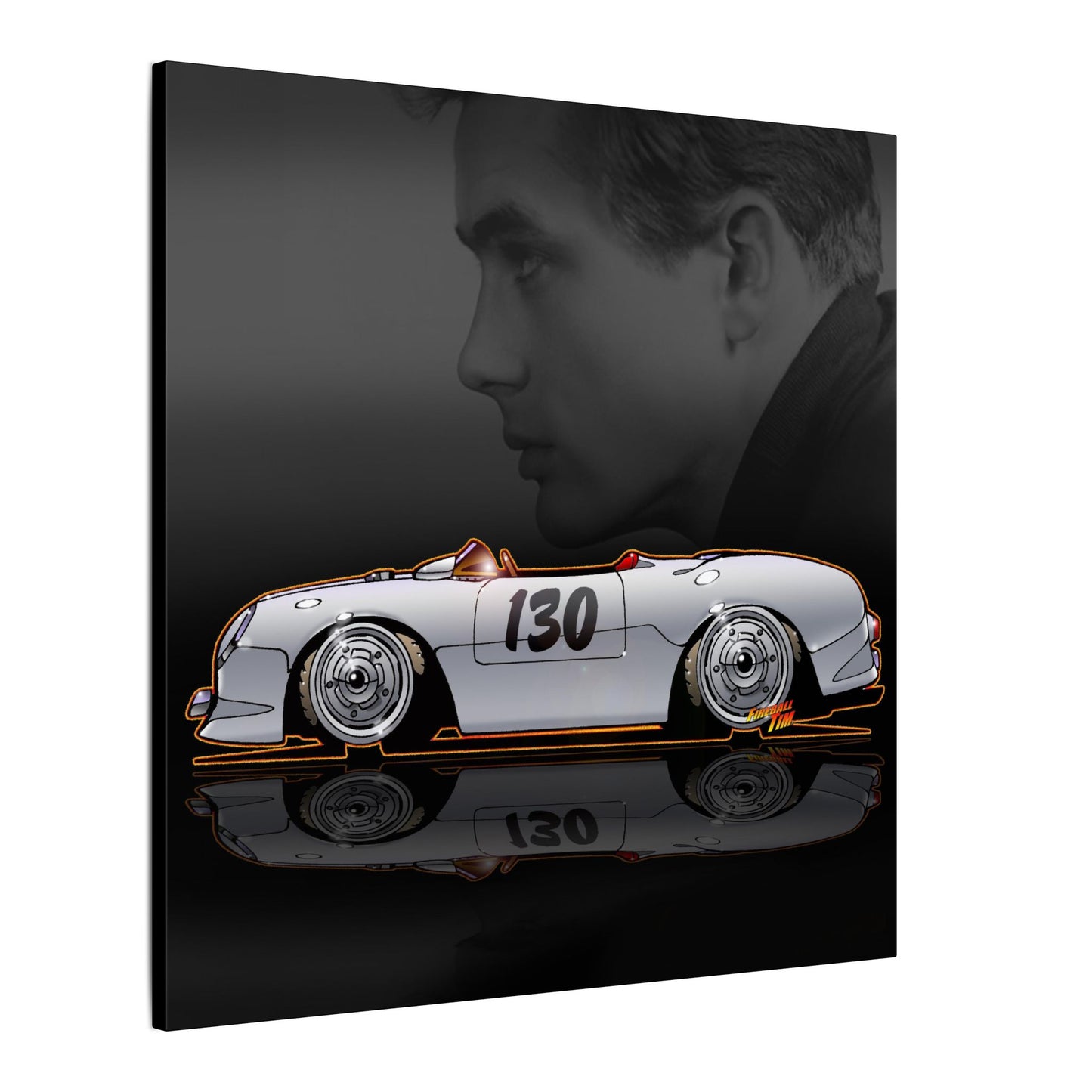 JAMES DEAN PORSCHE 550 Spyder Lil' Bastard Fireball Art Canvas Print
