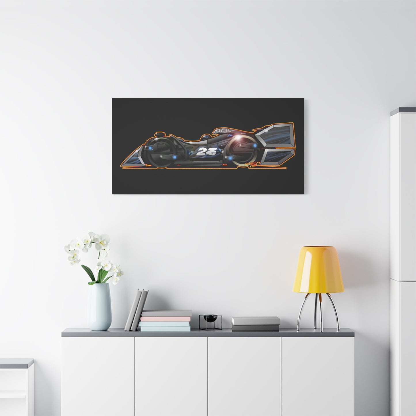 SPEED RACER GRAY GHOST Race Car Fireball Art Canvas Print