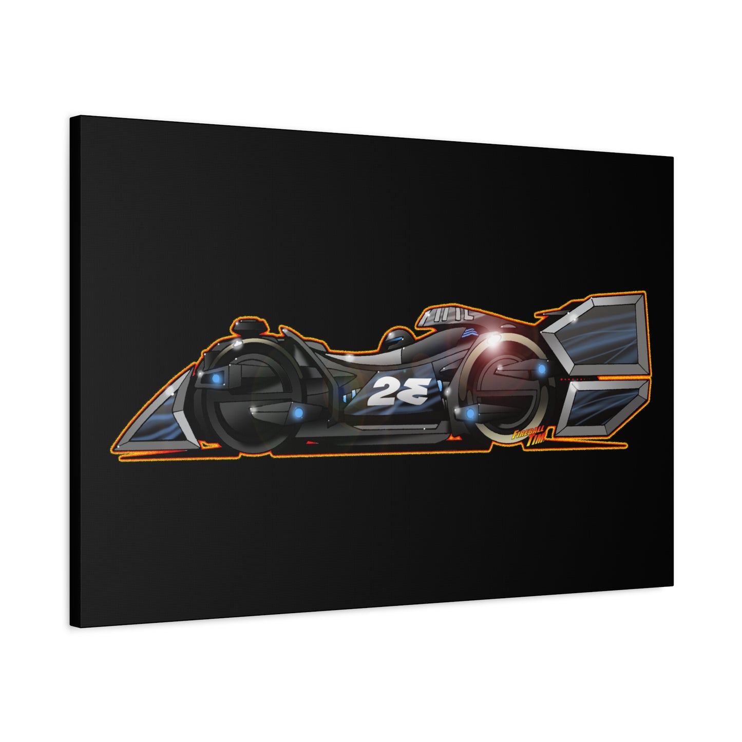 SPEED RACER GRAY GHOST Race Car Fireball Art Canvas Print