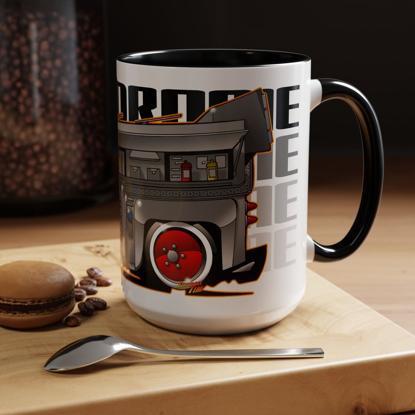 GALLODROME French Food Truck Fireball Art Collectible Coffee Mug - 2 Sizes