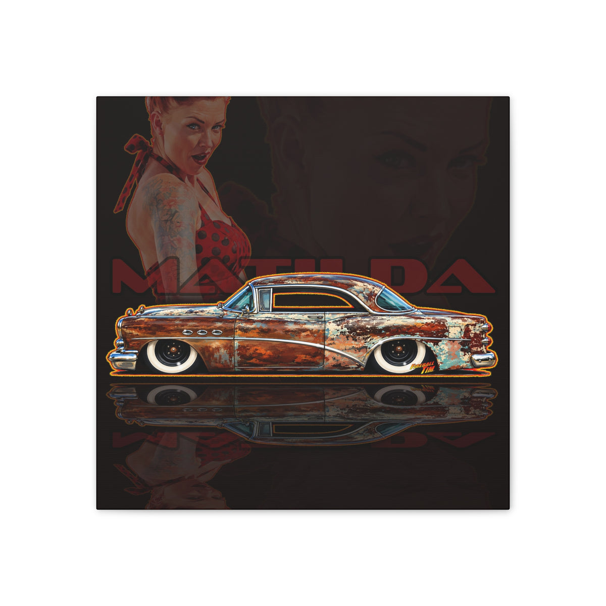 BUICK 1954 KUSTOM SPECIAL Collectible Fireball Art Canvas Stretched Print