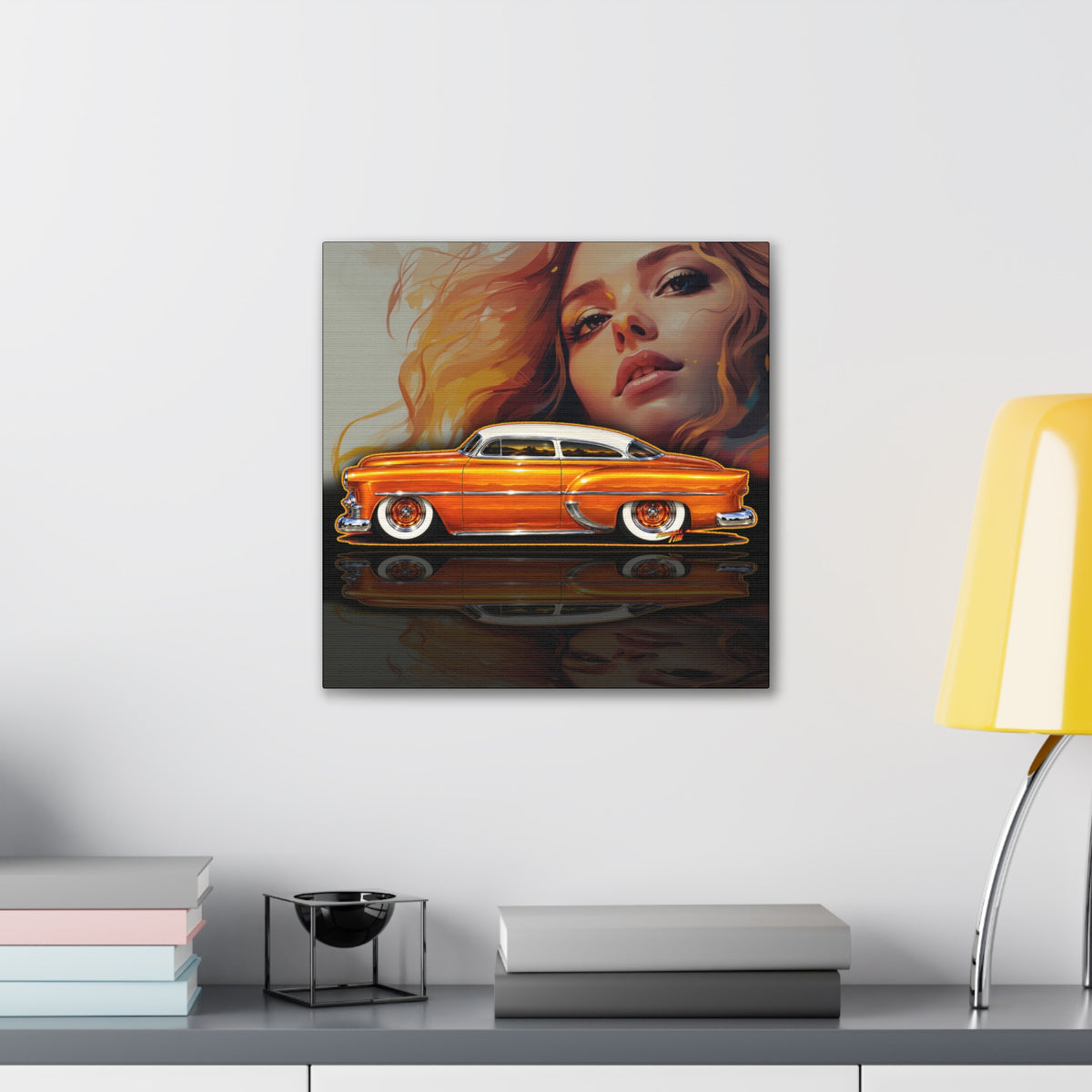 CHEVROLET KUSTOM 1953 Collectible Fireball Art Canvas Stretched Print