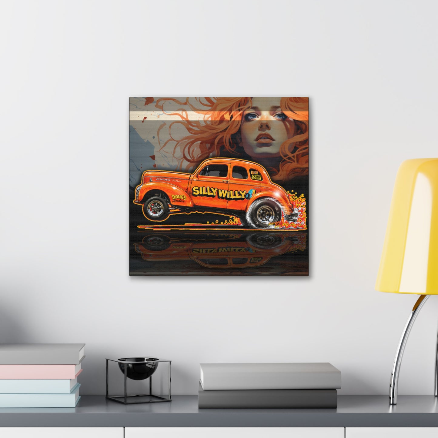 SILLY WILLER HOT ROD GASSER Collectible Fireball Art Canvas Stretched Print
