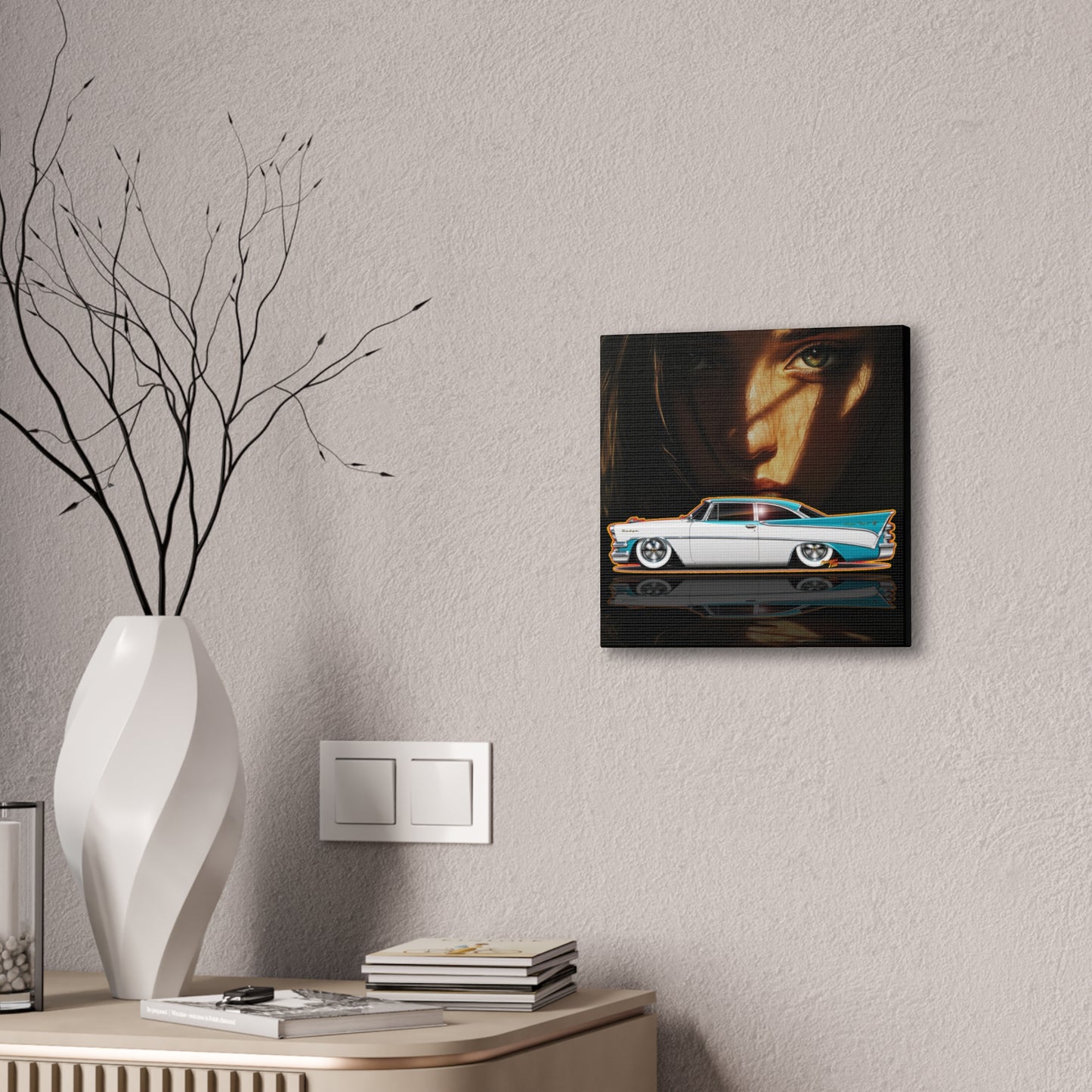 DODGE CUSTOM ROYAL 1957 Collectible Fireball Art Canvas Stretched Print