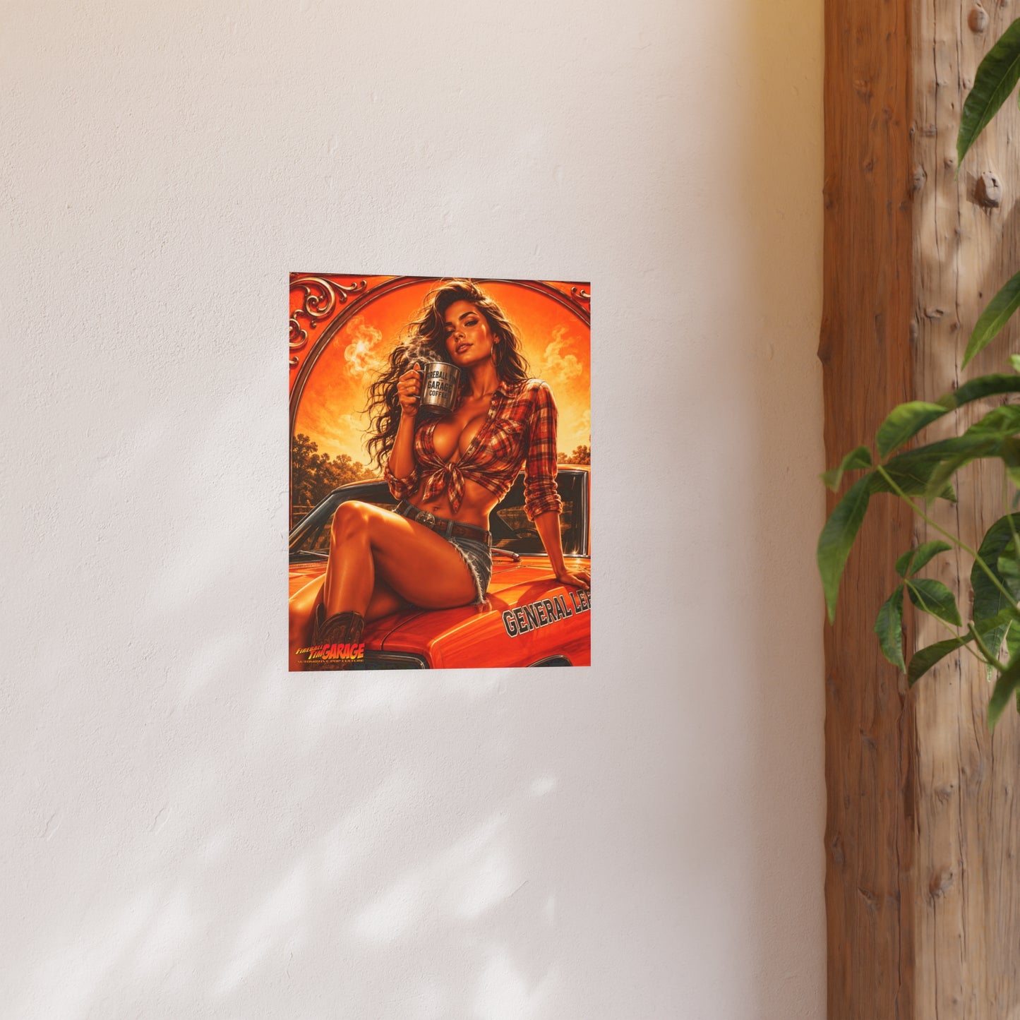 HIGH OCTANE HAZZARD Dukes Charger Vintage Fireball Art Travel Pinup Poster
