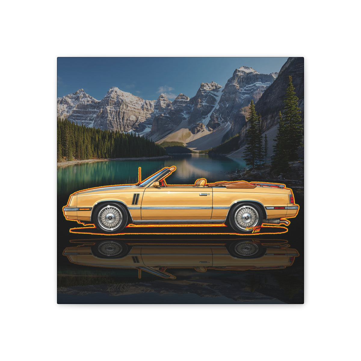 DODGE 600 CONVERTIBLE 1985 Collectible Fireball Art Canvas Stretched Print