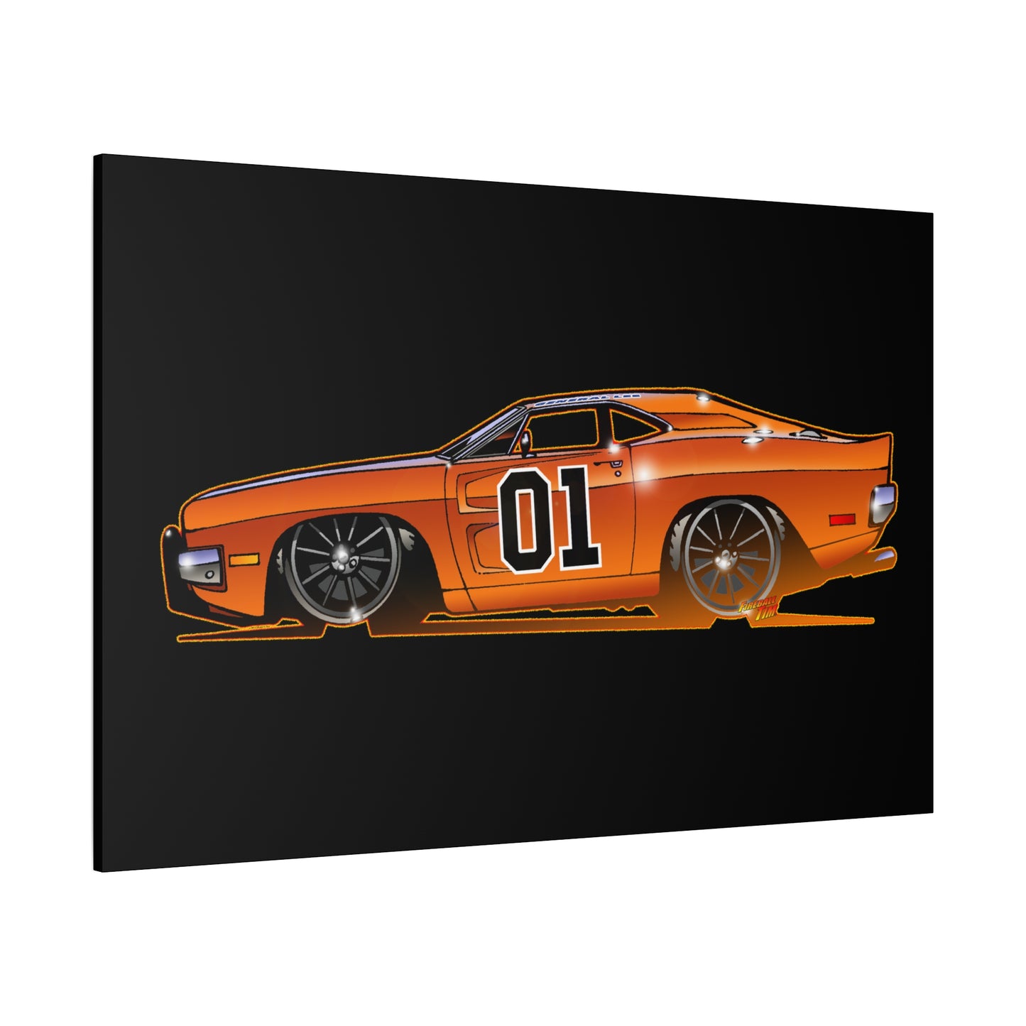 DUKES OF HAZZARD General Lee Dodge Charger Fireball Art Canvas Wall Print