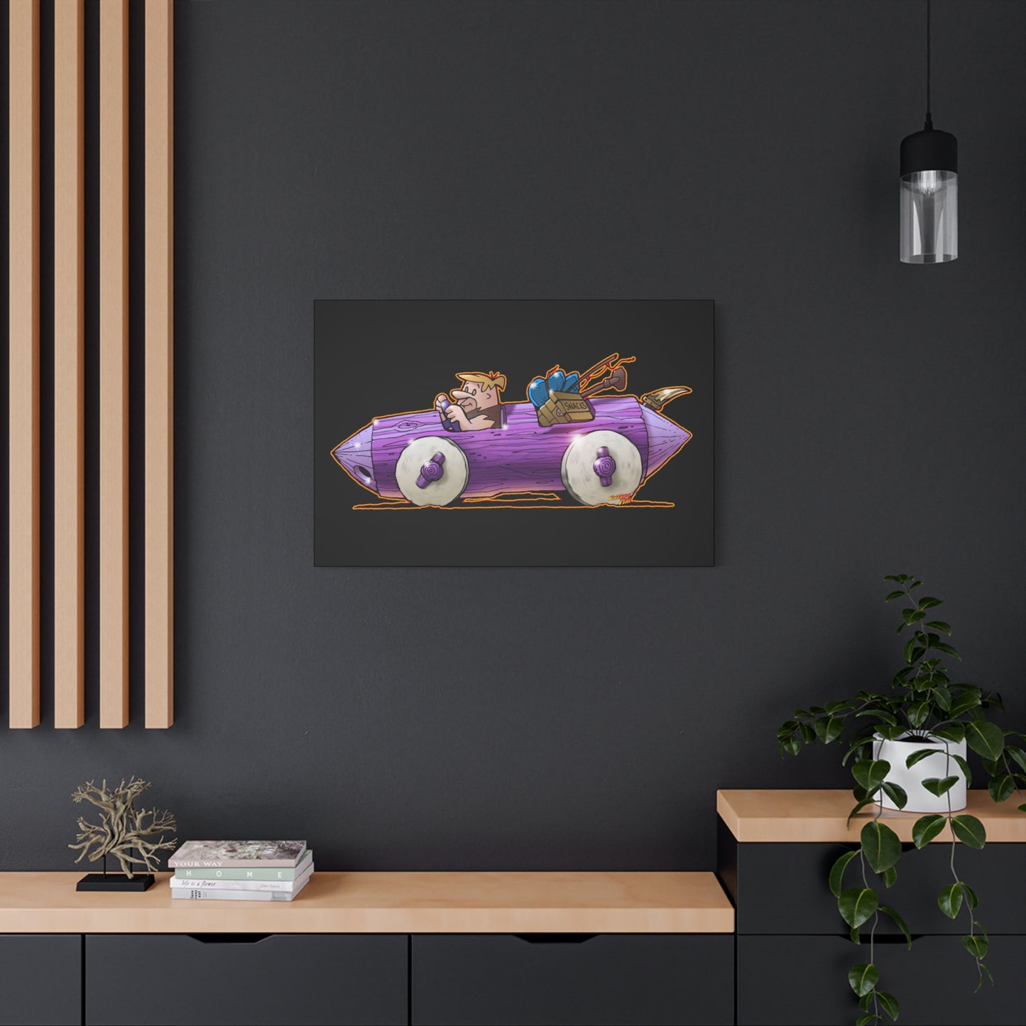 FLINSTONES BARNEY RUBBLE Fireball Art Canvas Wall Print - Multiple Sizes
