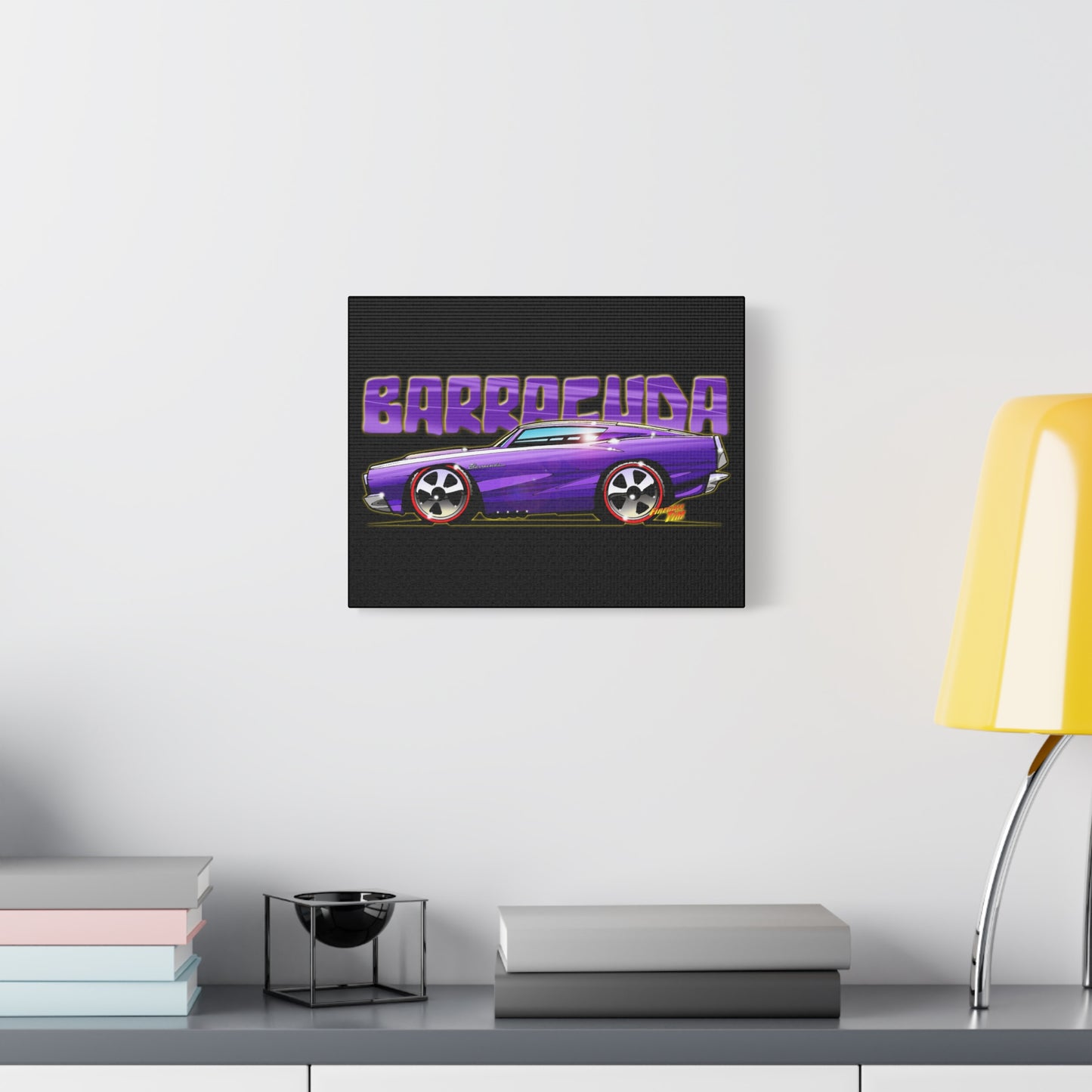 PLYMOUTH BARRACUDA Fireball Art Canvas Wall Print