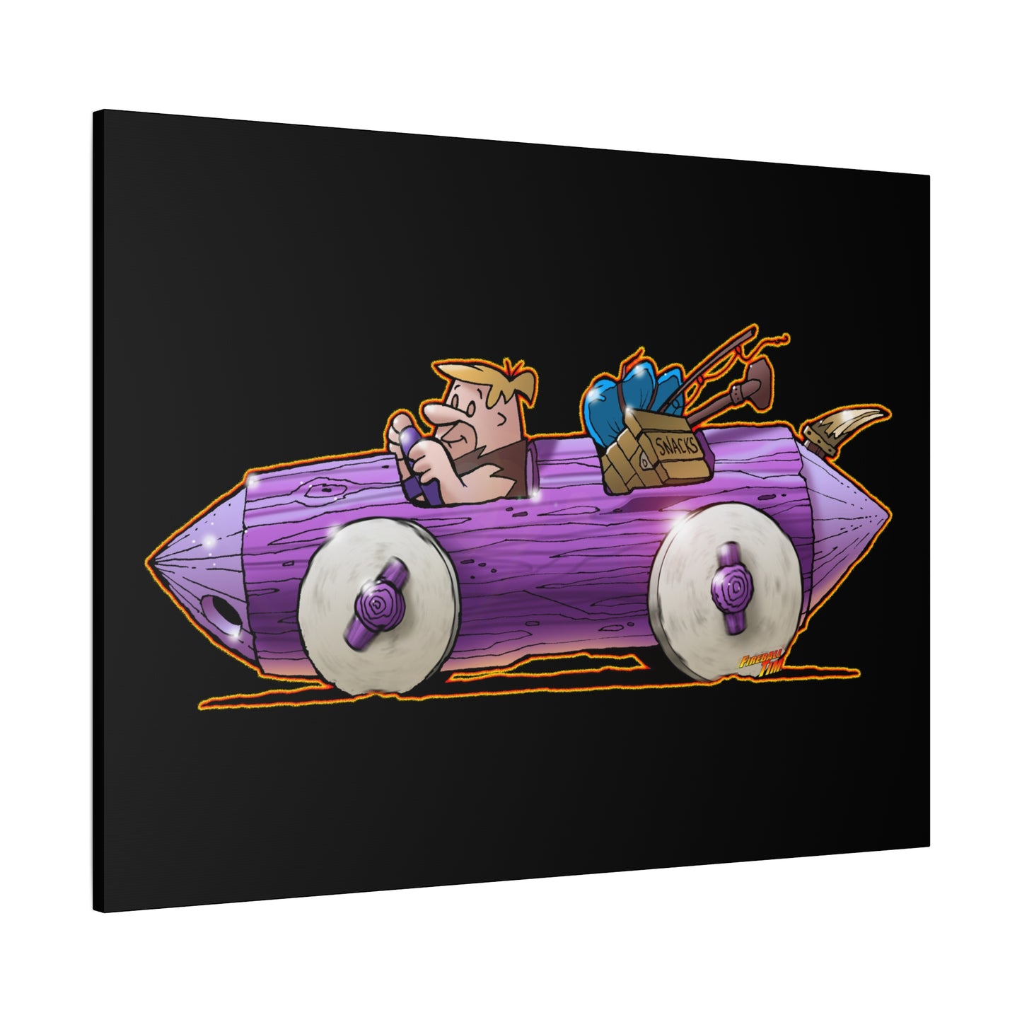 FLINSTONES BARNEY RUBBLE Fireball Art Canvas Wall Print - Multiple Sizes
