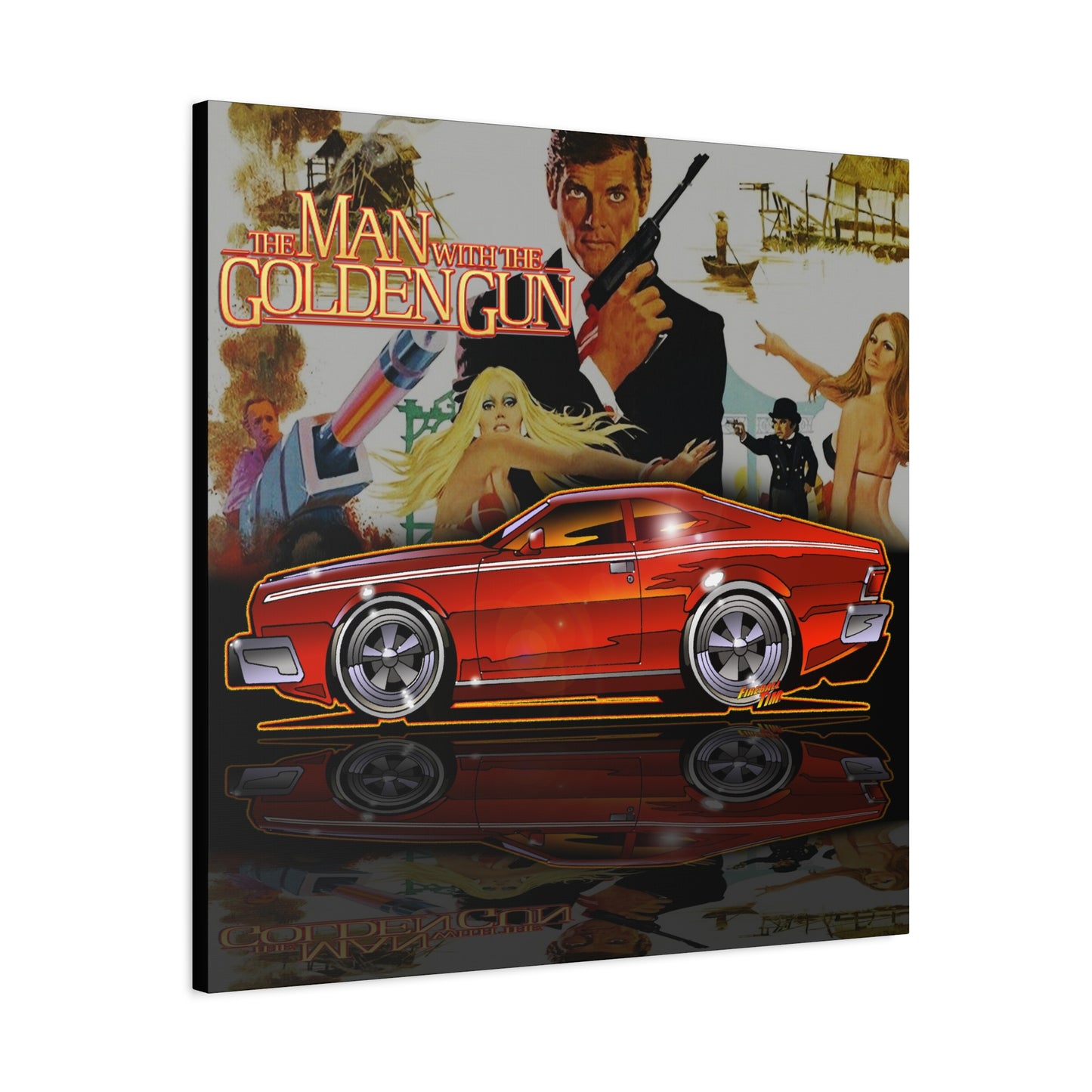 MAN WITH THE GOLDEN GUN AMC Hornet James Bond Fireball Art Canvas Print