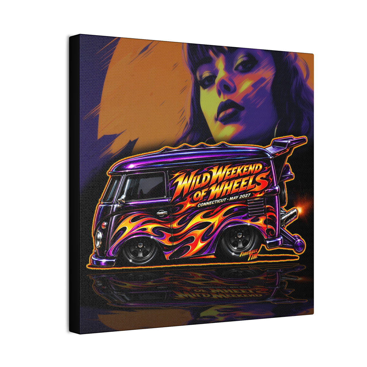 HOT WHEELS Kombi Bus Collectible Fireball Art Canvas Stretched Print