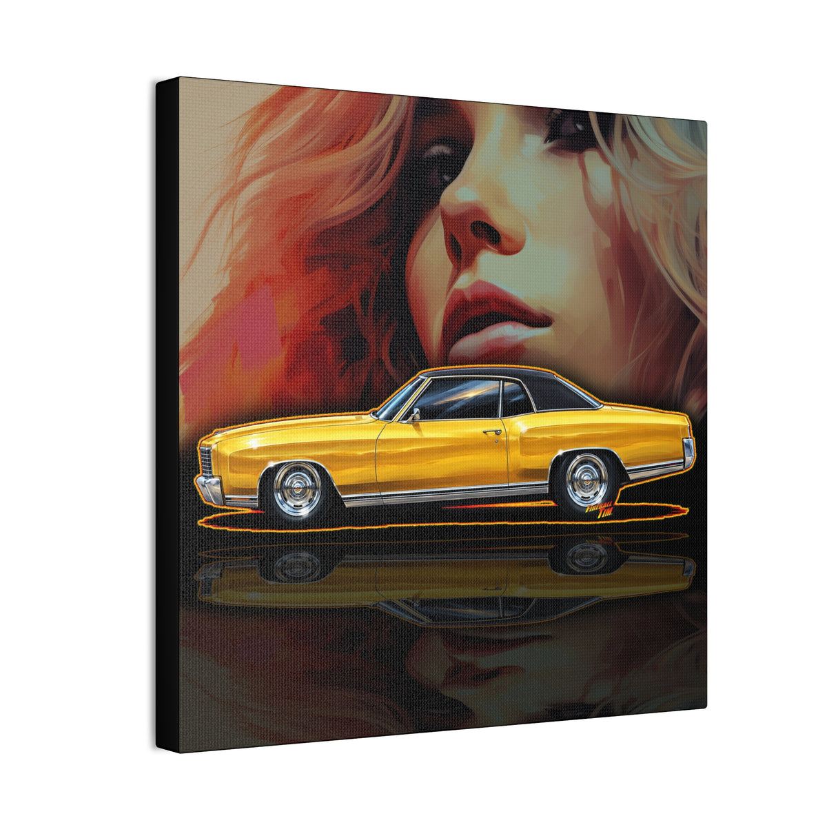CHEVROLET MONTE CARLO 1972 Collectible Fireball Art Canvas Stretched Print