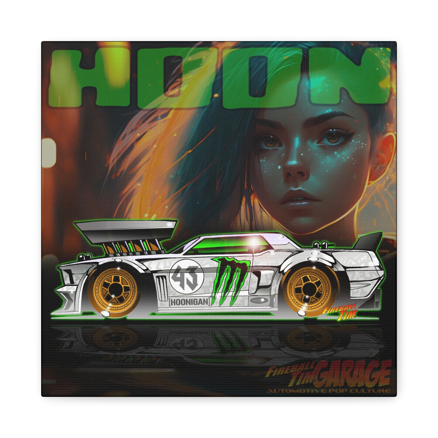 HOONIGAN FORD MUSTANG 43 Ken Block Tribute Canvas Art Wall Print - 12x12
