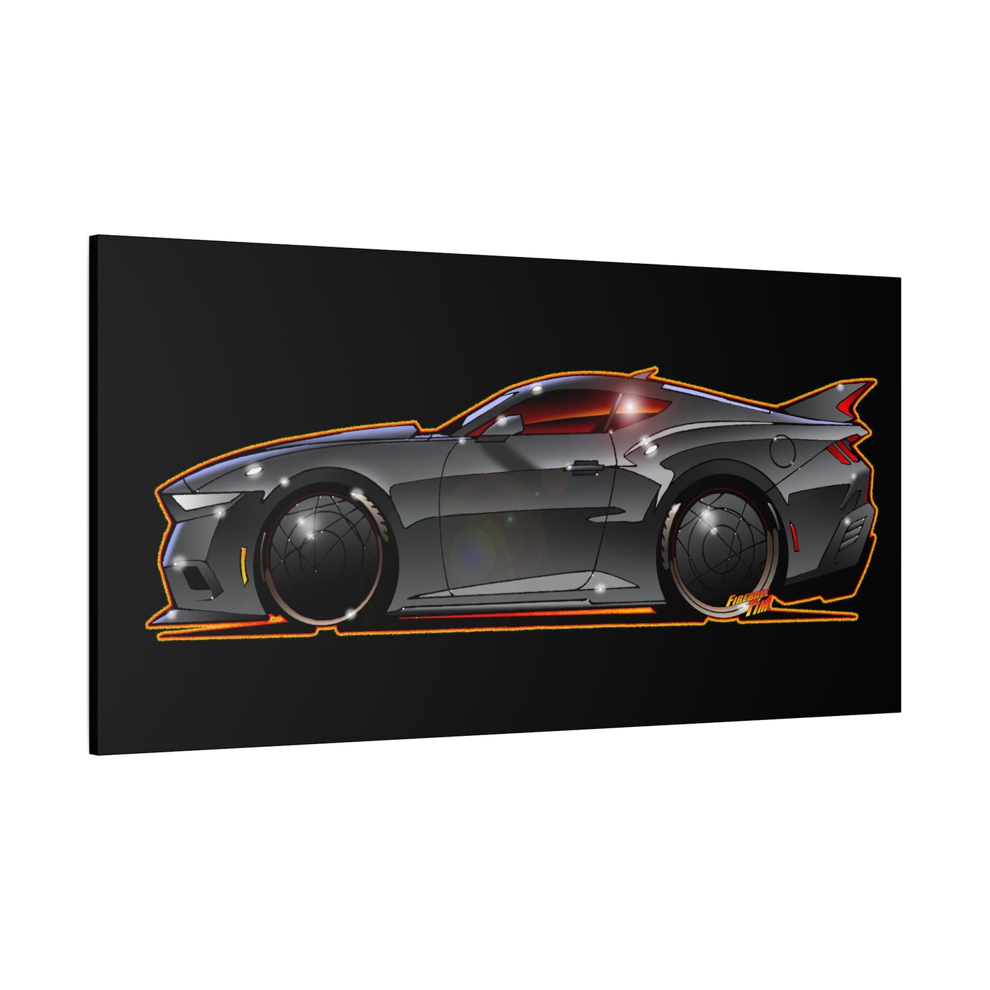 FORD MUSTANG 2025 Silver Streak Fireball Art Canvas Print