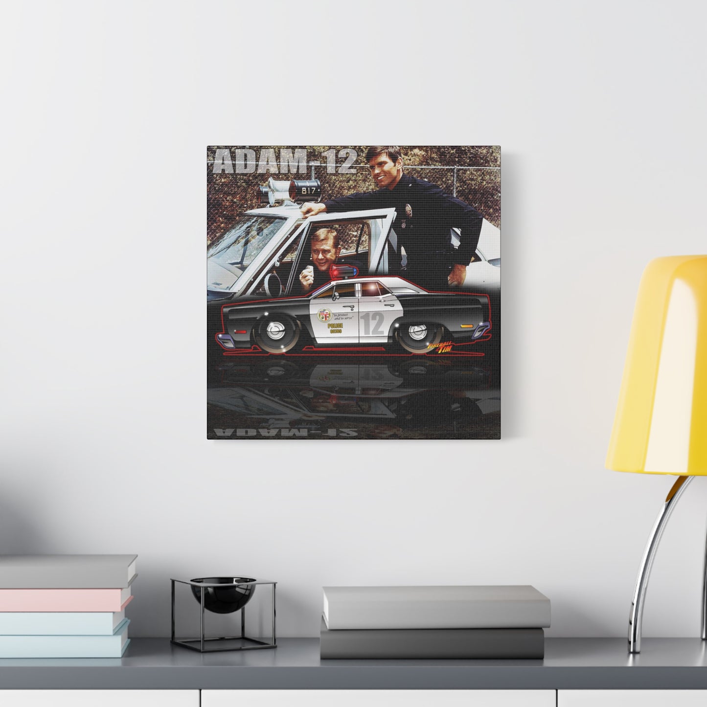 ADAM 12 PLYMOUTH Police Car Fireball Art Canvas Print