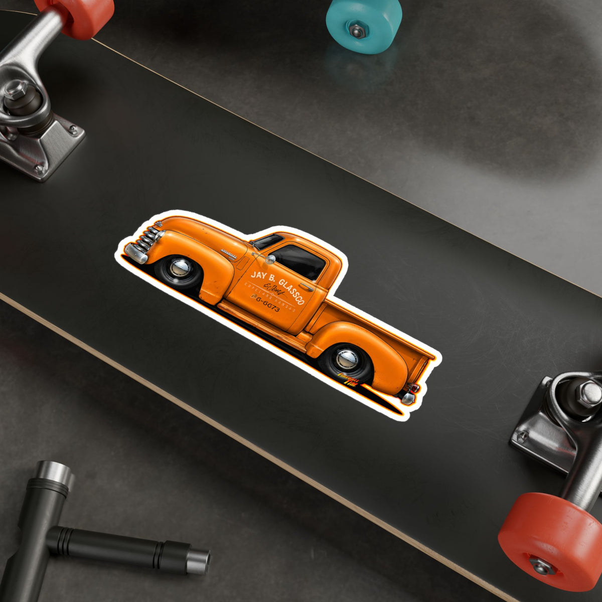 CHEVROLET 1949 C1500 PICKUP TRUCK Collectible Fireball Art Stickers in 4 Sizes