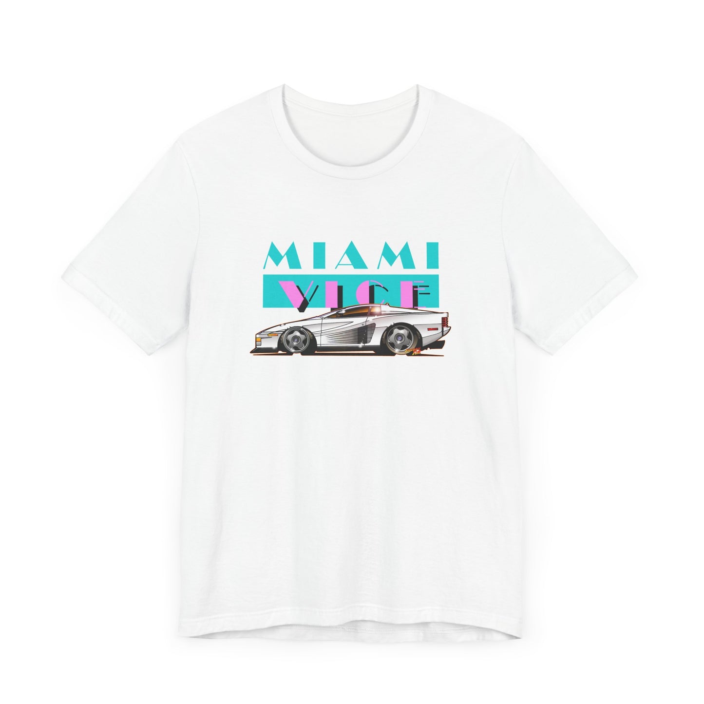 MIAMI VICE FERRARI TESTAROSSA TV Show Short Sleeve Tee 12 Colors