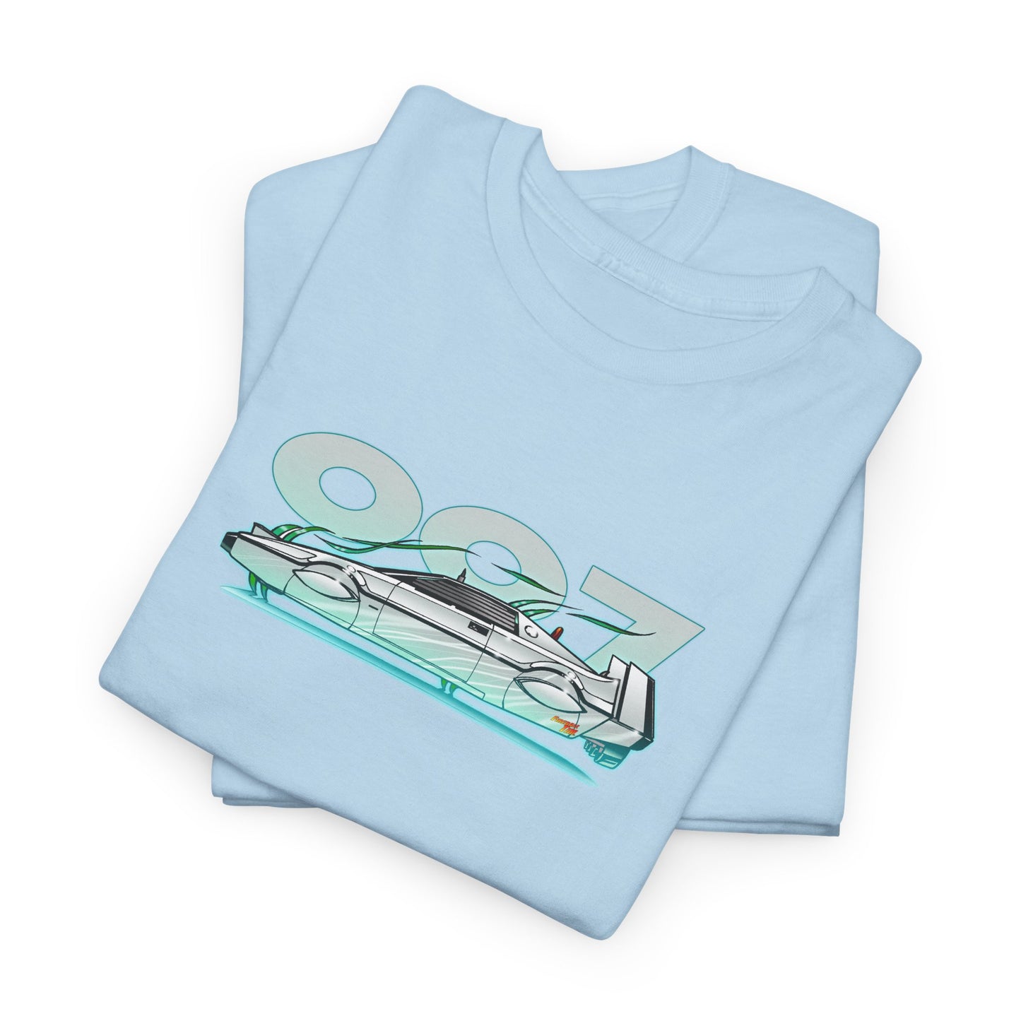 James Bond 007 LOTUS SUBMARINE Movie Car Fireball Art Heavy Cotton Tee - 12 Colors
