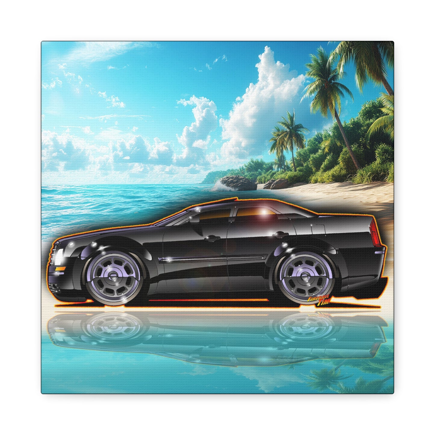 CHRYSLER 300 Fireball Art Collectible Canvas Art Wall Print - 12x12
