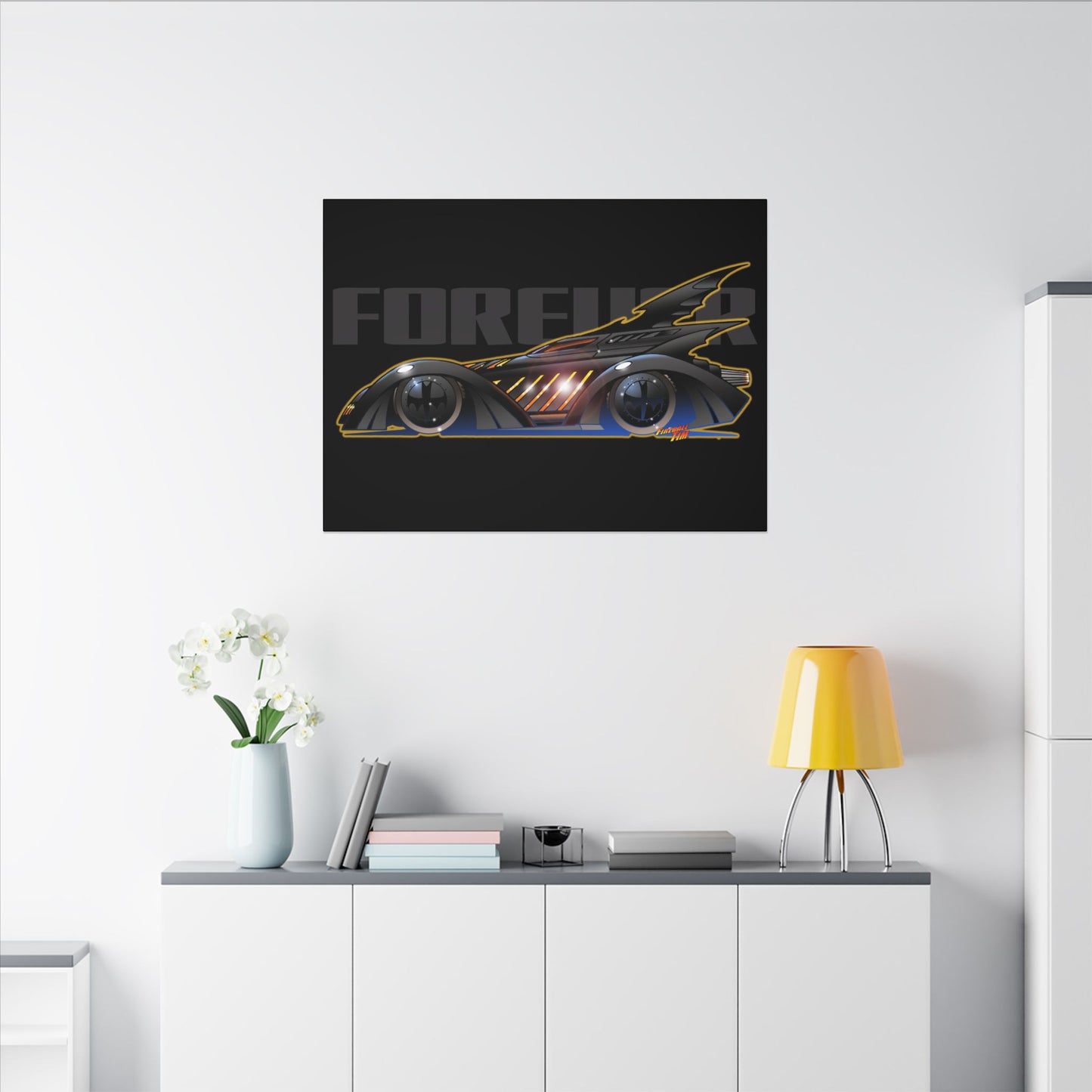 BATMAN FOREVER BATMOBILE Fireball Art Canvas Print