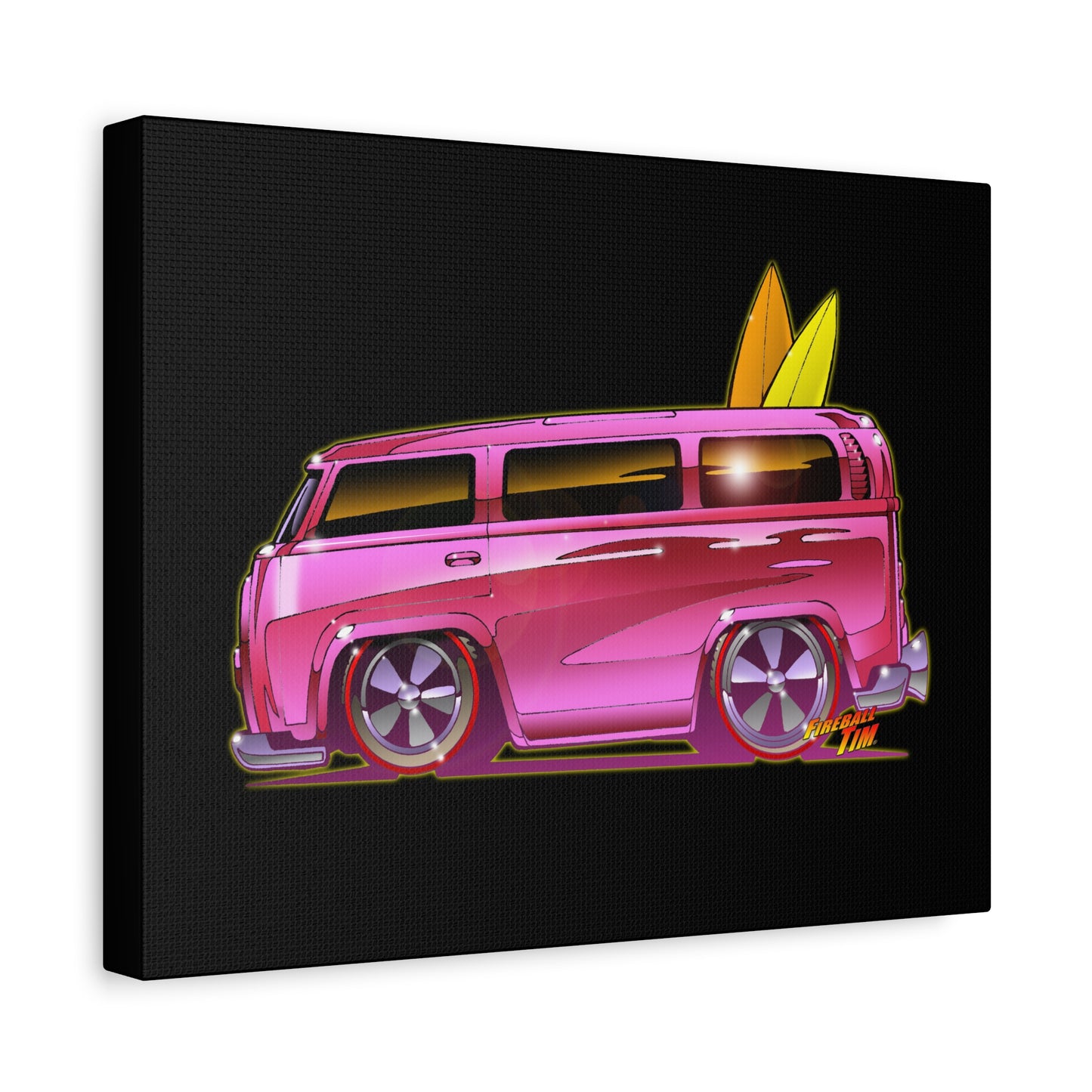 HOT WHEELS PINK BEACH BOMB BUS Fireball Art Canvas Print