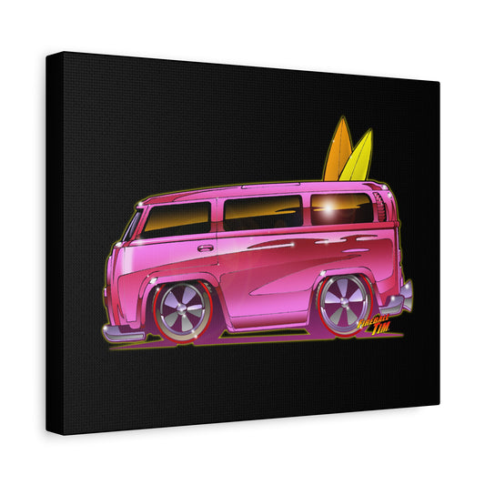 HOT WHEELS PINK BEACH BOMB BUS Fireball Art Canvas Print