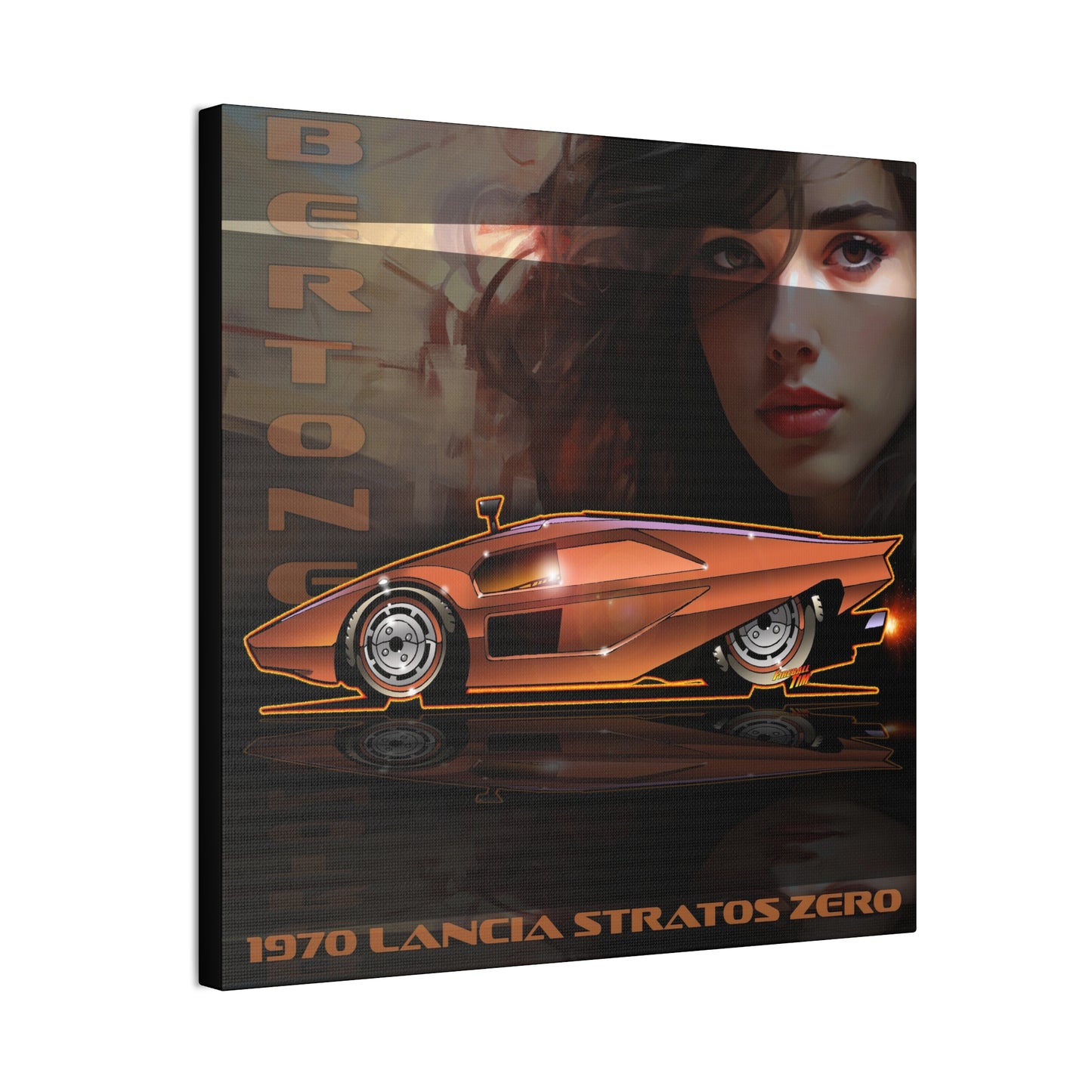 BERTONE 1970 Lancia Stratos Zero Canvas Art Wall Print - 2 Sizes