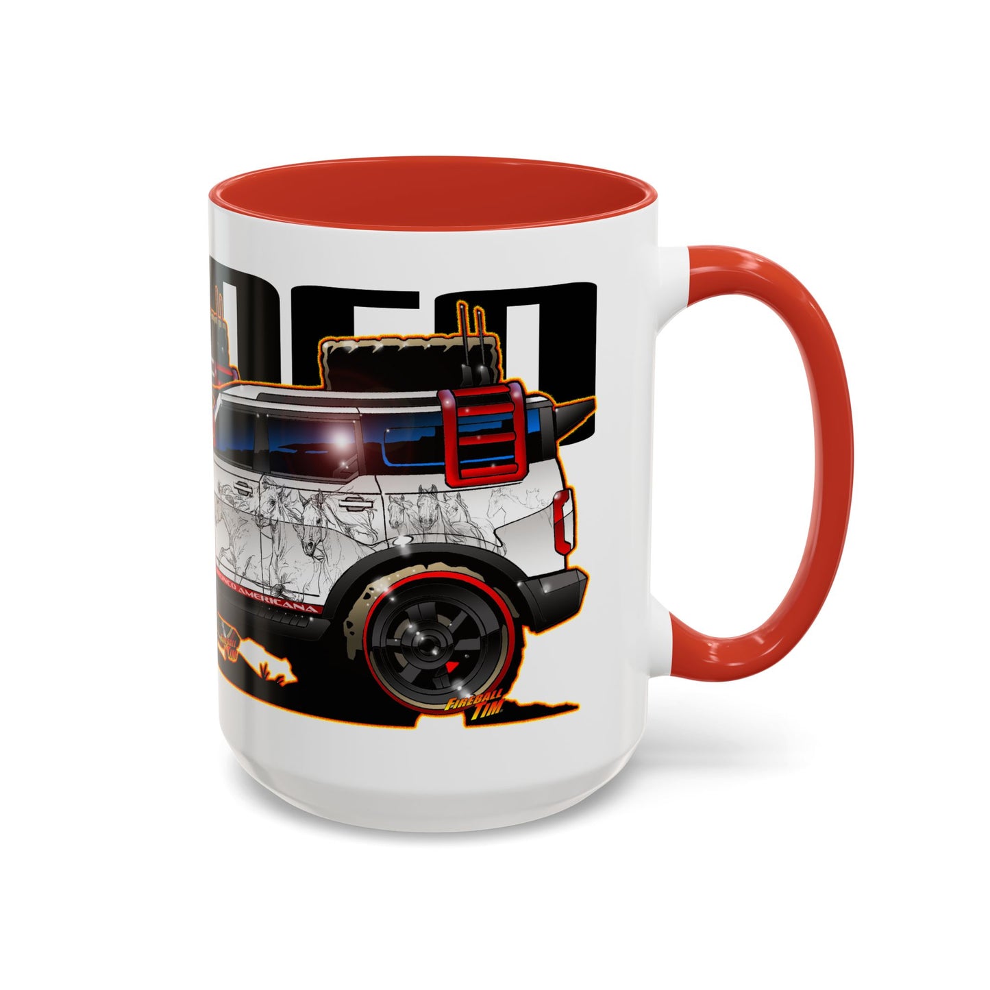 FORD BRONCO AMERICANO CUSTOM Fireball Art Collectible Coffee Mug - 2 Sizes