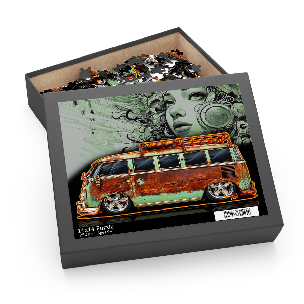 KUSTOM VW VOLKSWAGEN BUS Collectible Fireball Art Jigsaw Puzzle — (120/252/500‑Piece)