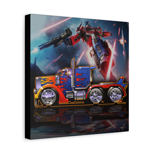 TRANSFORMERS OPTIMUS PRIME Semi Truck Fireball Art Canvas Art Wall Print - 12x12