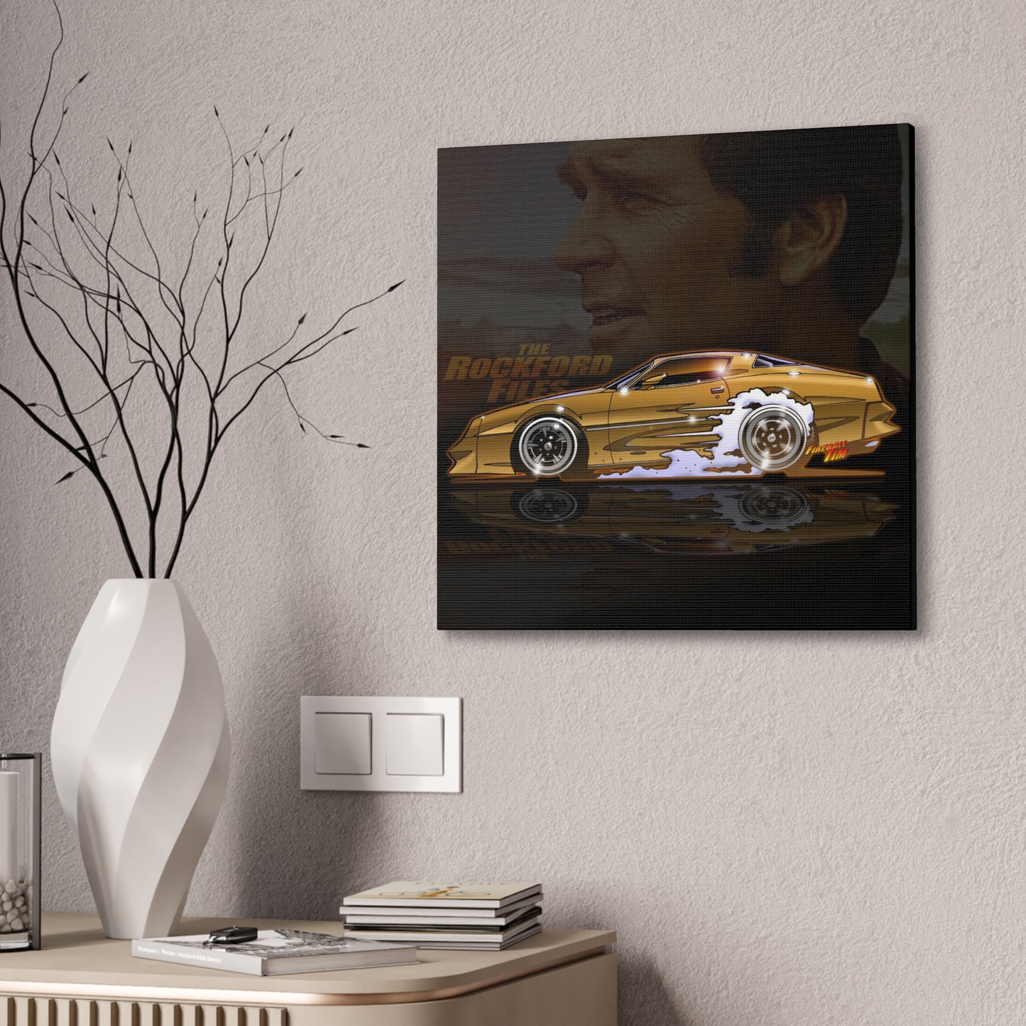 ROCKFORD FILES Pontiac Firebird Fireball Art Canvas Wall Print - 3 Sizes