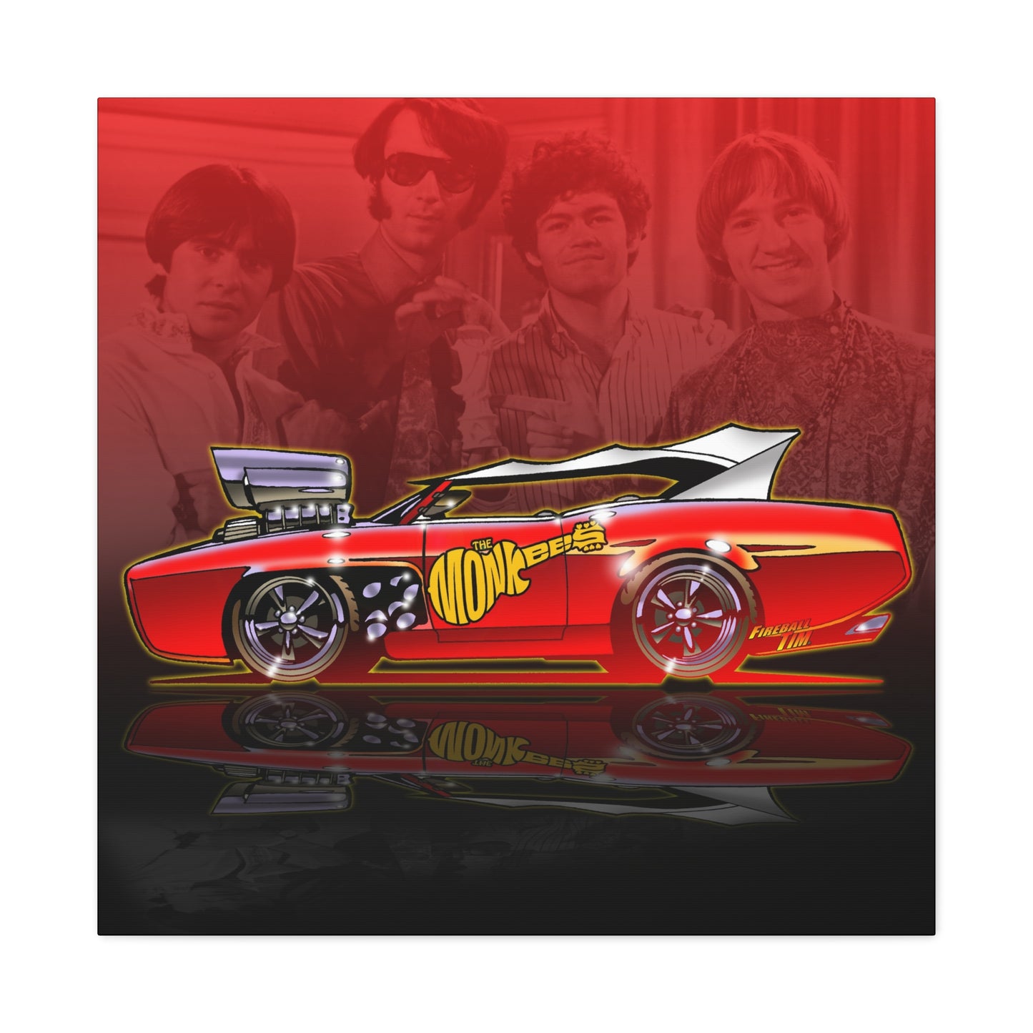 THE MONKEES Monkeemobile Fireball Canvas Art Wall Print