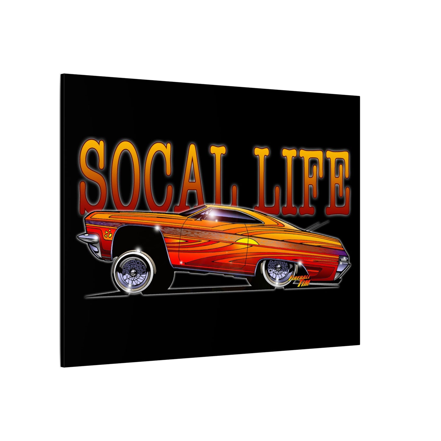 CHEVY IMPALA LOWRIDER Fireball Art Canvas Print