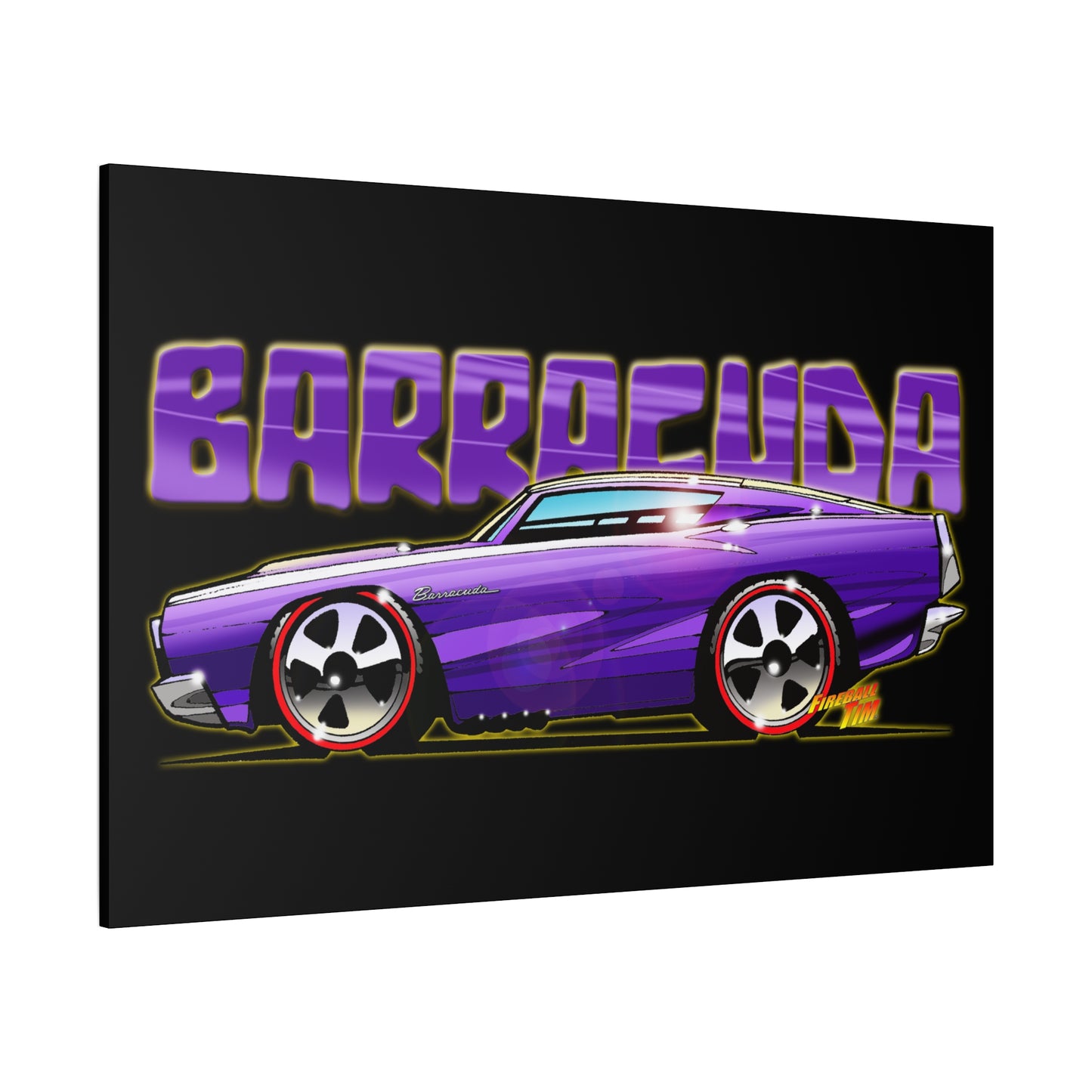 PLYMOUTH BARRACUDA Fireball Art Canvas Wall Print
