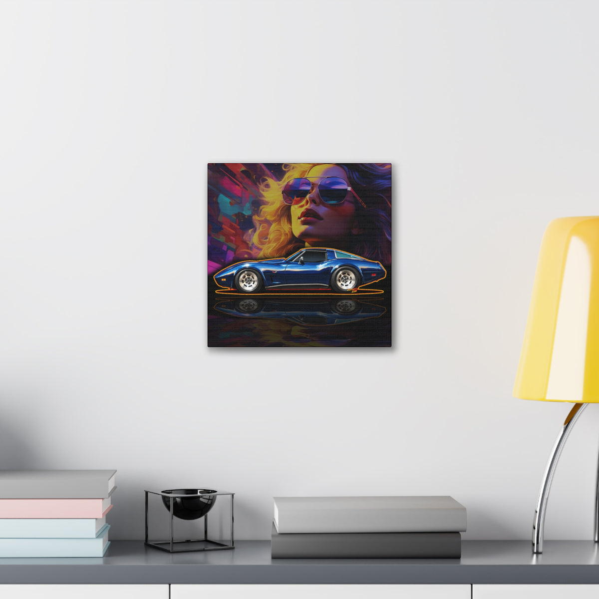 CHEVROLET CORVETTE 1978 Collectible Fireball Art Collectible Canvas Stretched Print
