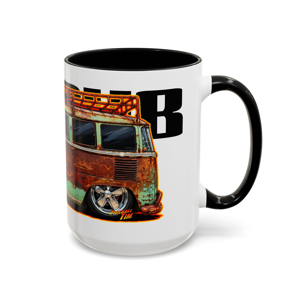 KUSTOM VW VOLKSWAGEN BUS Collectible Fireball Art Coffee Mug - 2 Sizes