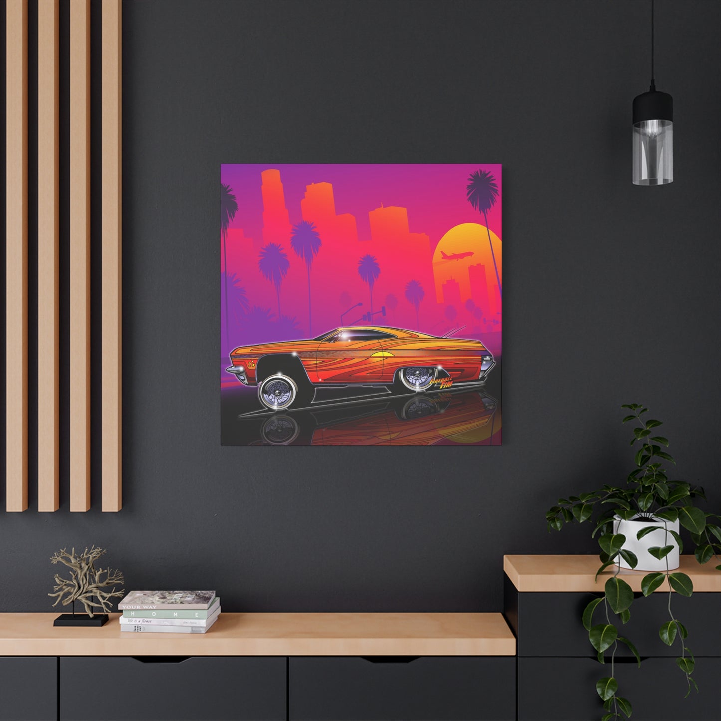 CHEVY IMPALA LOWRIDER Collectible Fireball Art Canvas Print