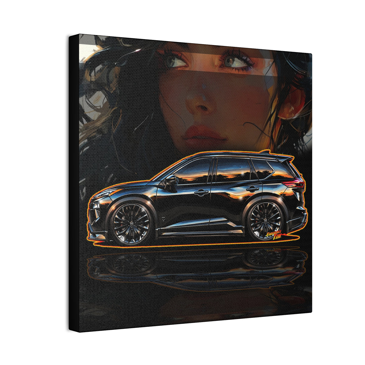 NISSAN ROGUE 2026 Black Armor Edition Collectible Fireball Art Canvas Stretched Print
