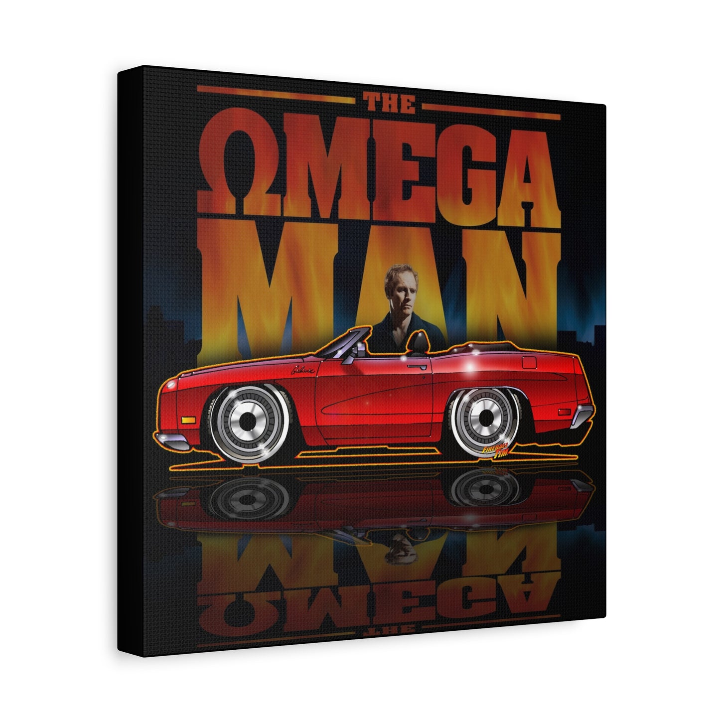 THE OMEGA MAN 1970 Ford Galaxie XL Fireball Art Collectible Canvas Print - 12x12