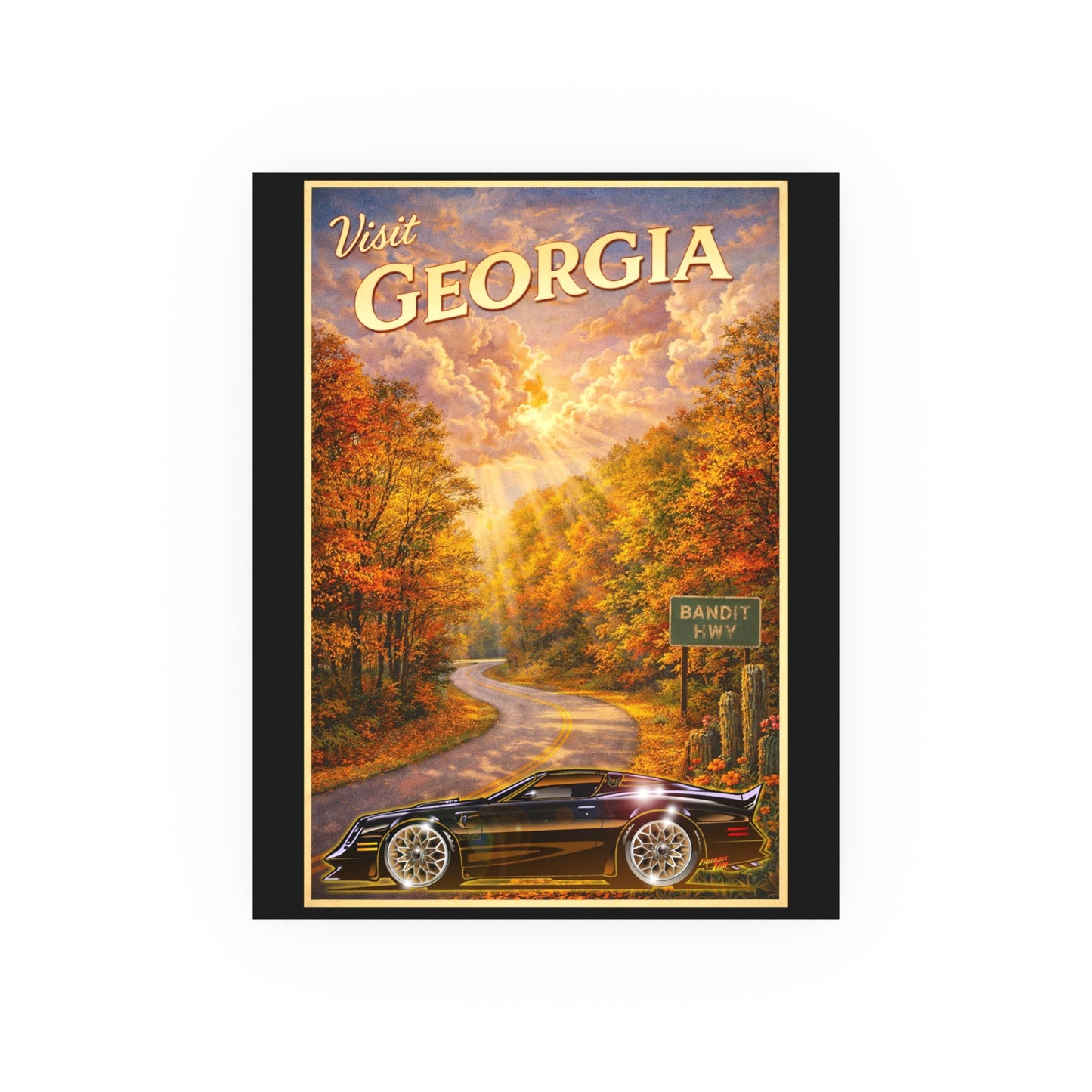 VISIT GEORGIA Smokey and the Bandit Vintage Fireball Art Travel Poster Satin/Matte