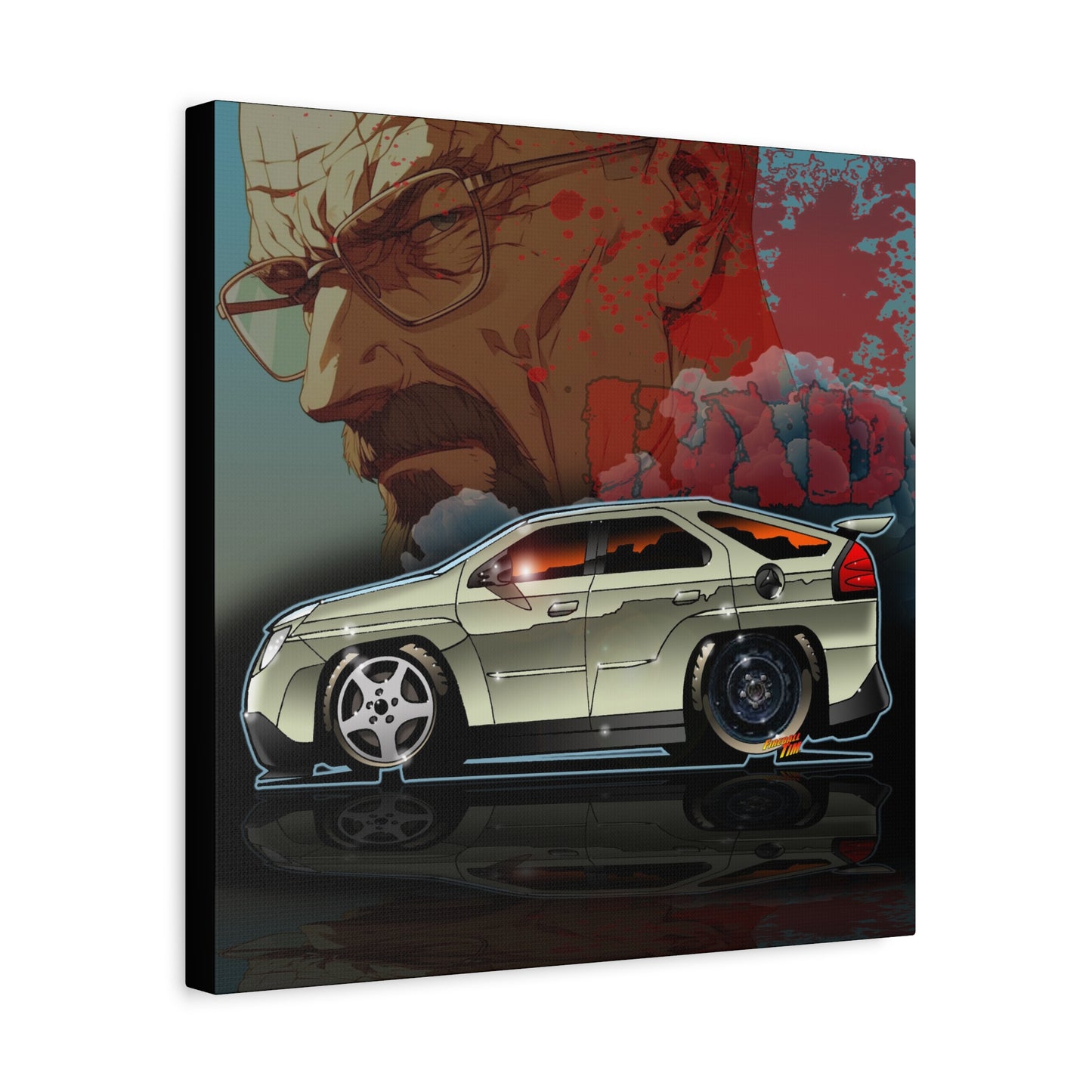 BREAKING BAD Pontiac Aztek Fireball Art Canvas Wall Print