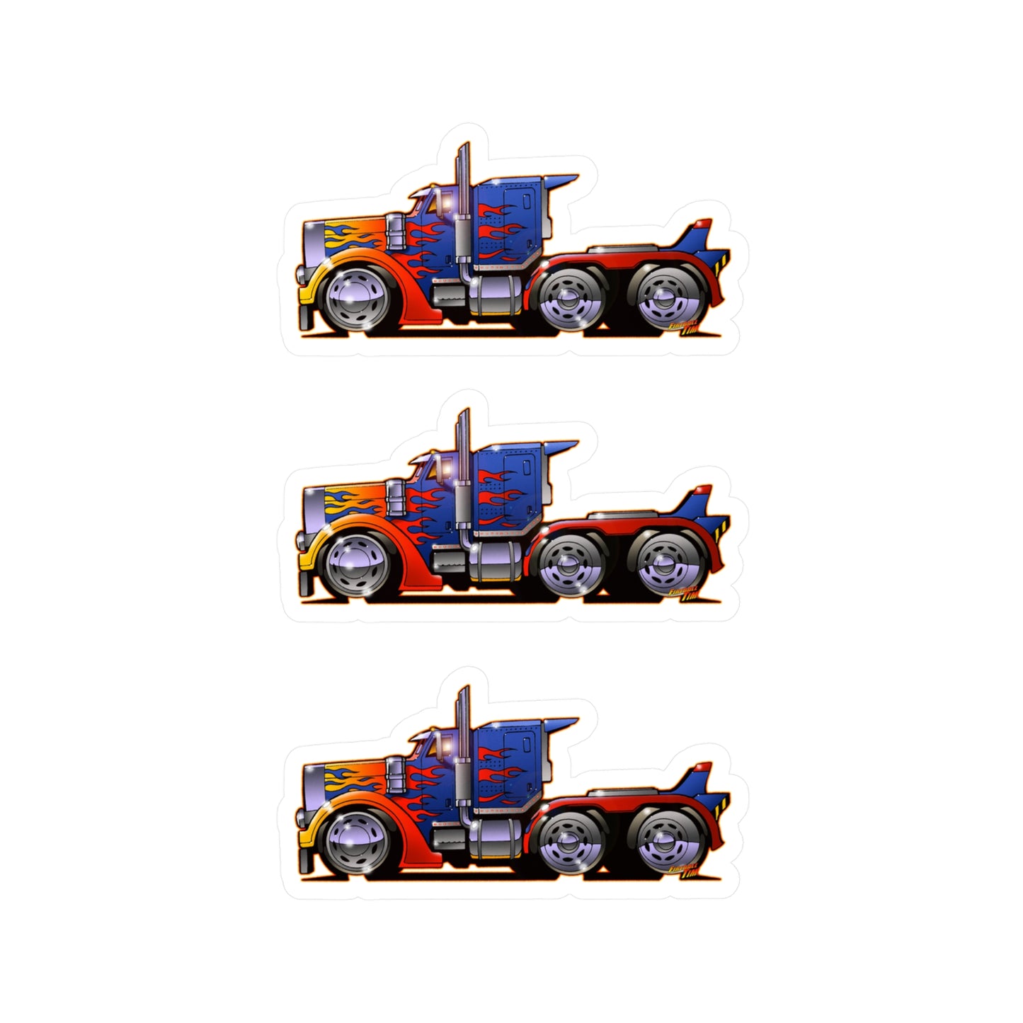 TRANSFORMERS OPTIMUS PRIME Semi Truck Fireball Art Decal Stickers - 4 Sizes
