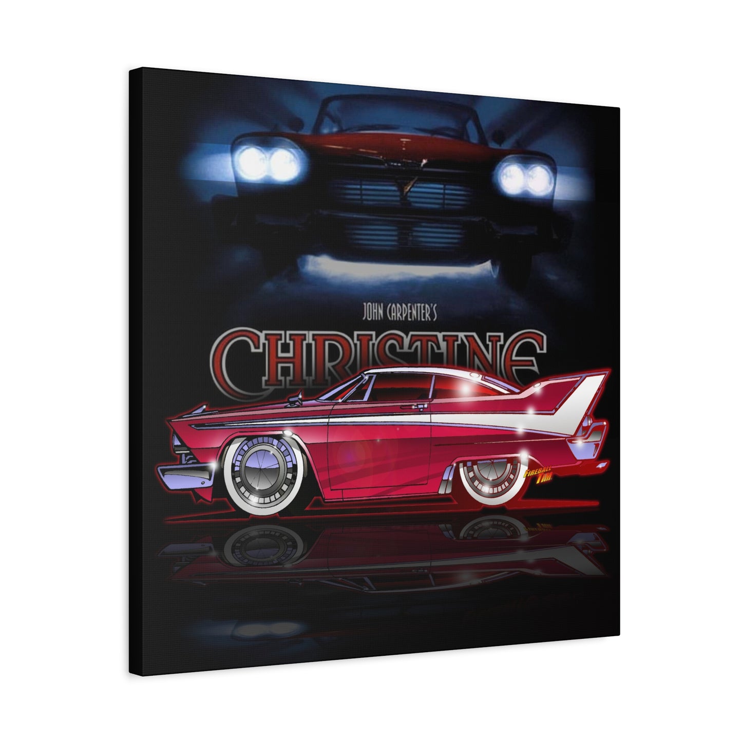 CHRISTINE 1958 Plymouth Fury Movie Car Fireball Art Canvas Print