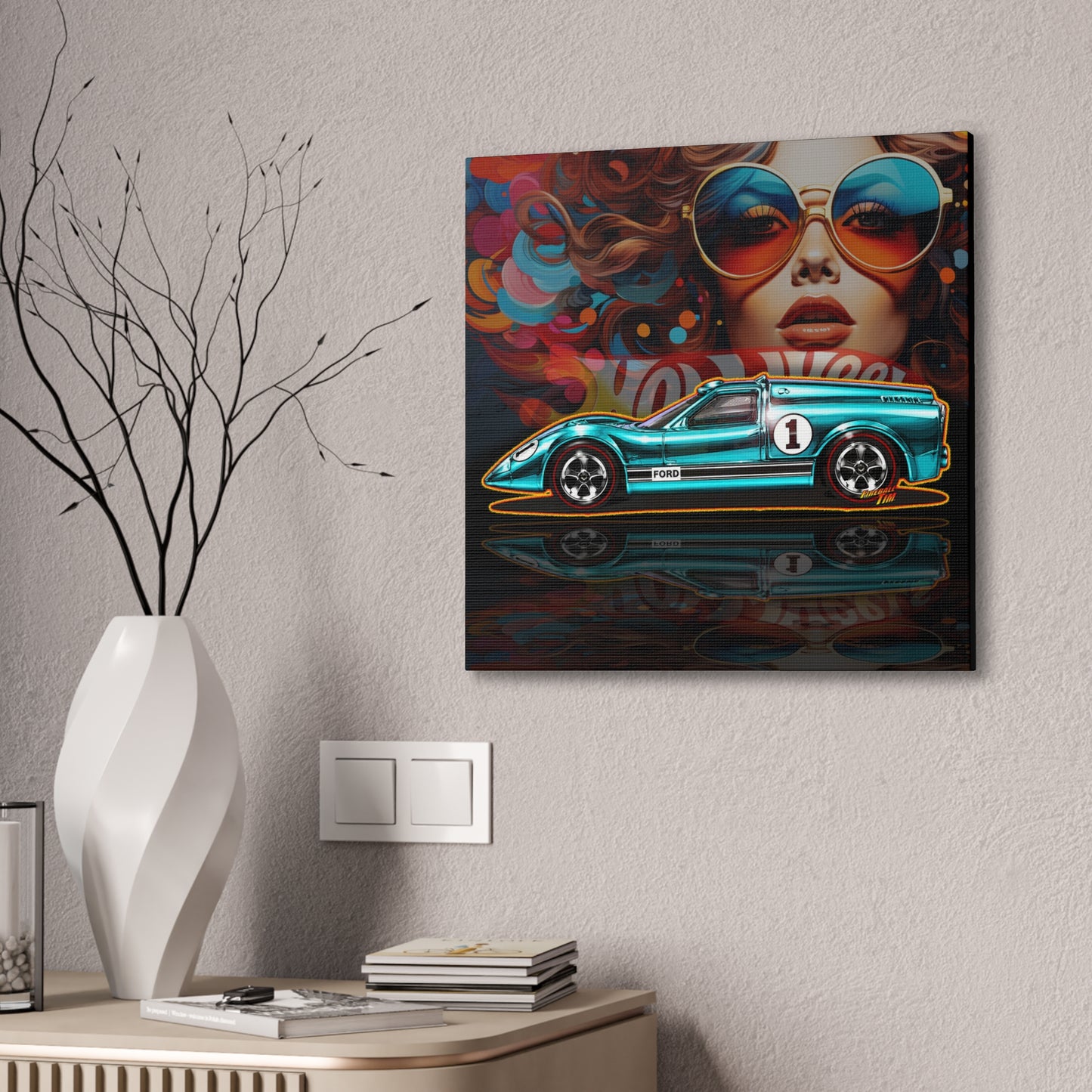 HOT WHEELS Sweet 16 JCAR Collectible Fireball Art Canvas Stretched Print